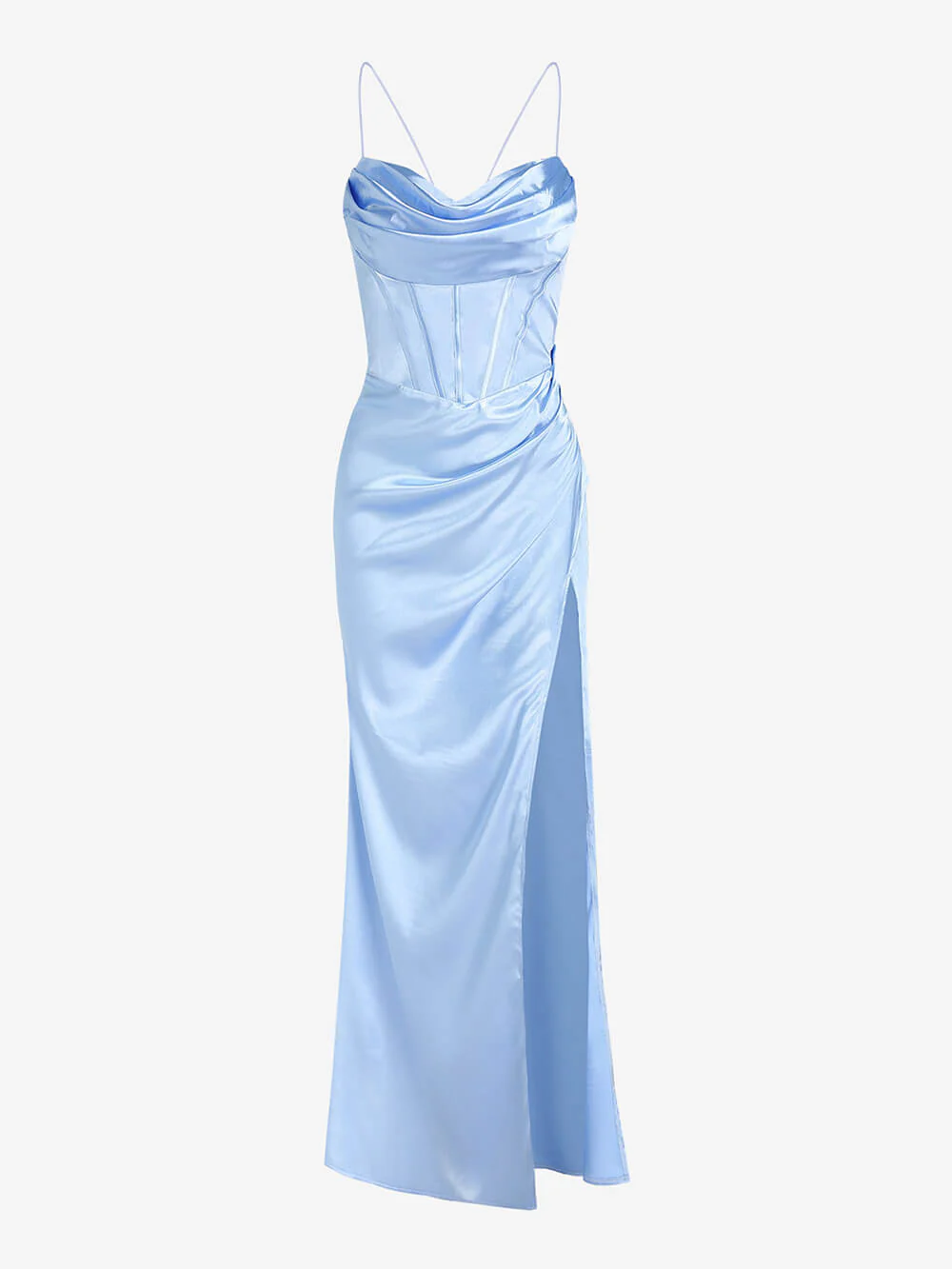 Satin Corset Maxi Dress with Slit - XPRESSC