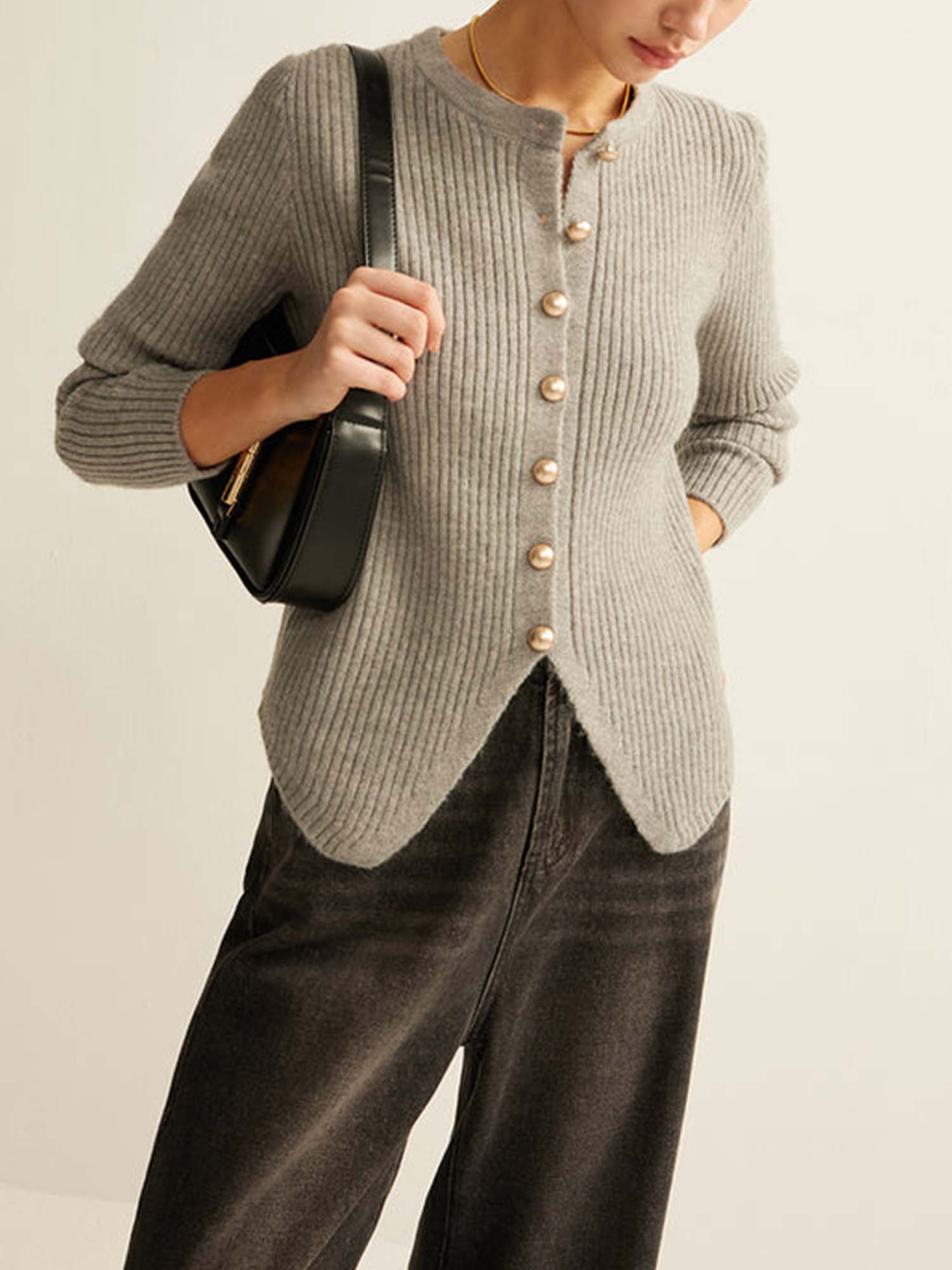 Ribbed Button Cardigan - XPRESSC
