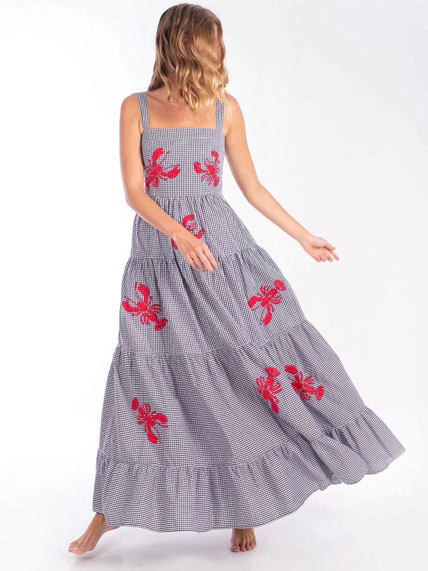 Floral Gingham Maxi Dress - XPRESSC