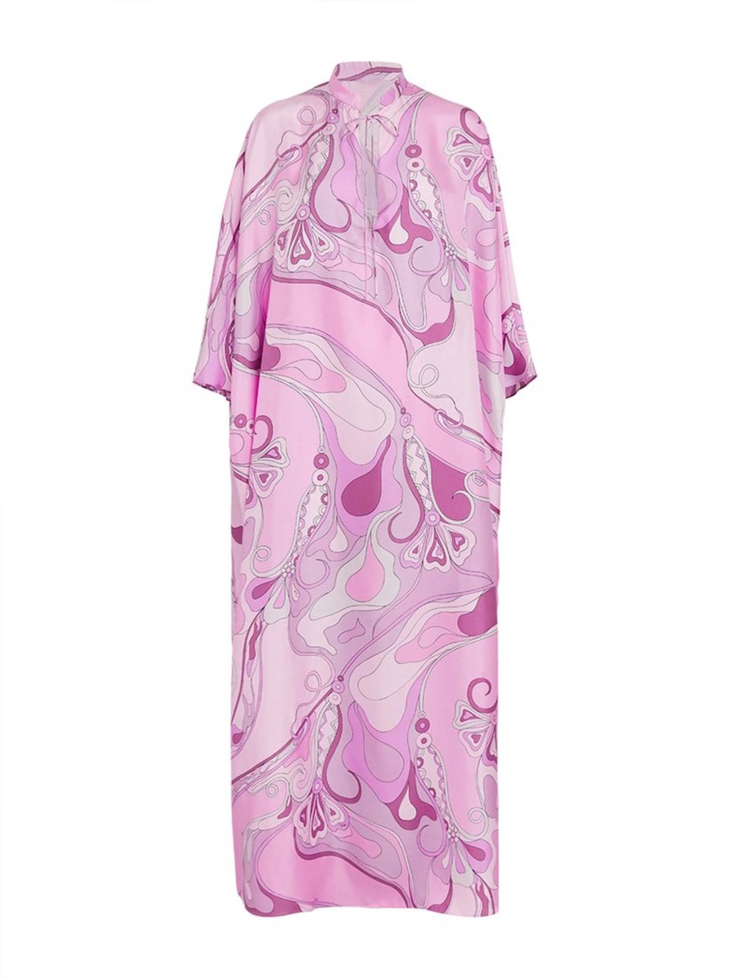 Pink Swirl Print Maxi Kaftan Dress - XPRESSC
