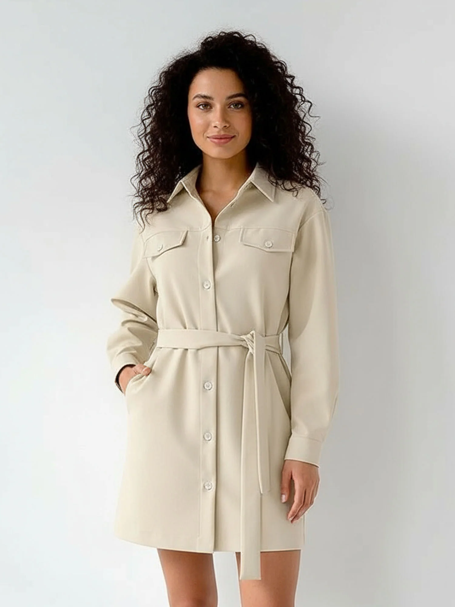 Belted Drop Shoulder Dress Vintage Utility - XPRESSC