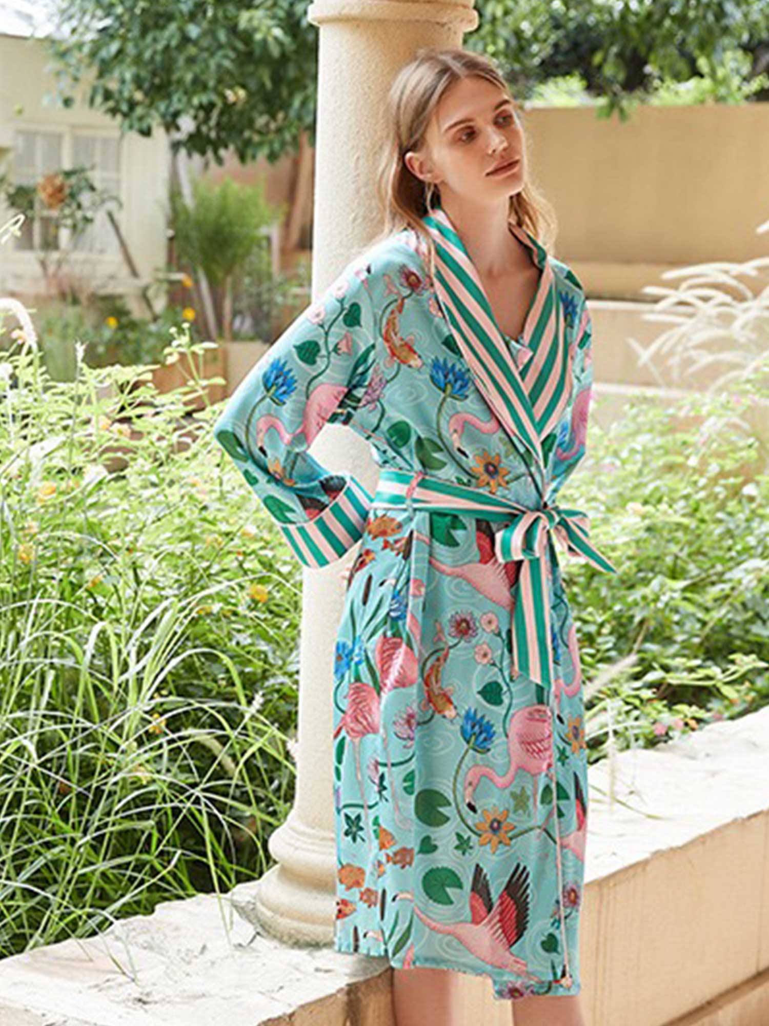 Flamingo Print Robe - XPRESSC