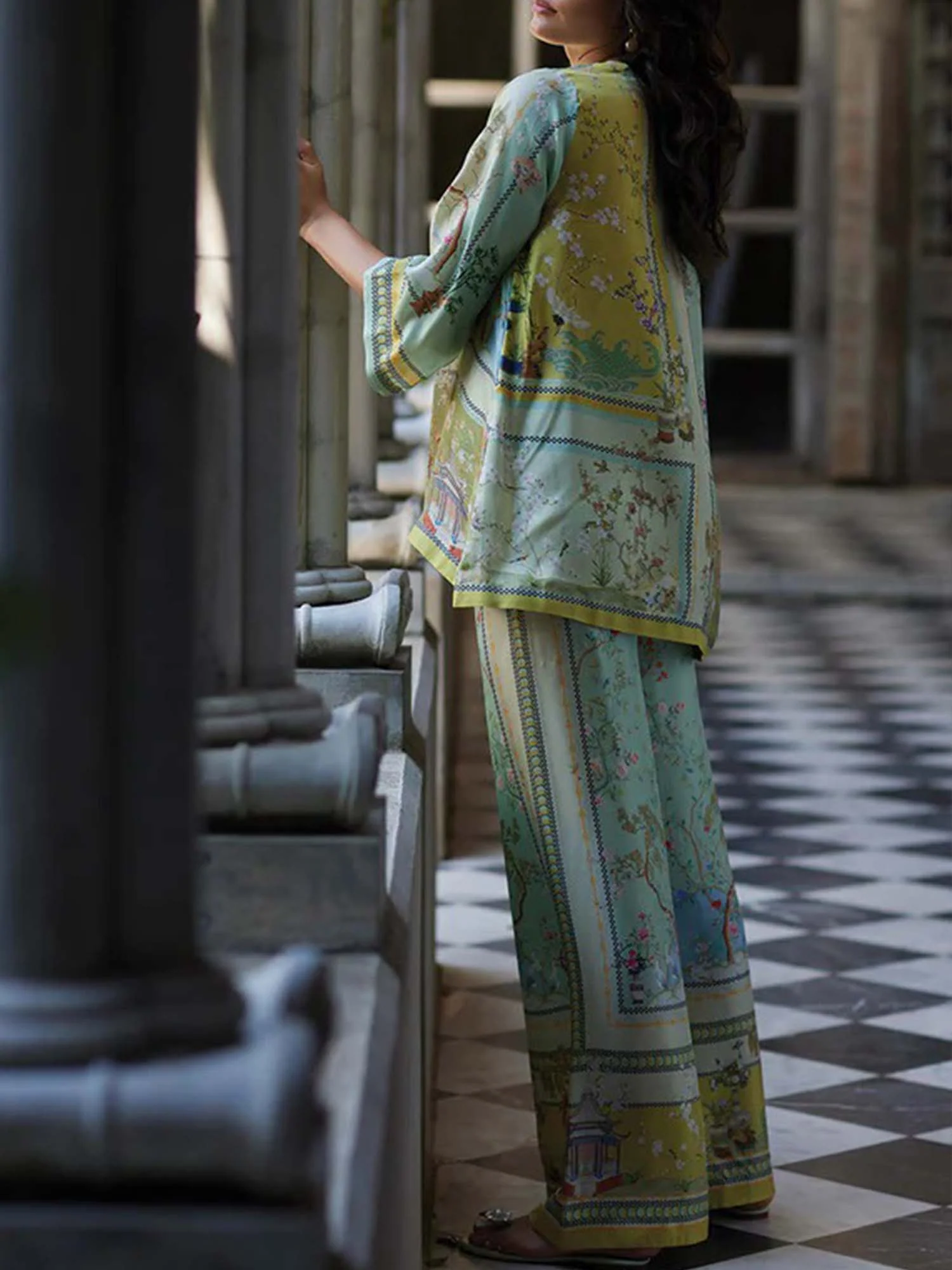 Serene Botanical Wide-Leg Pants - XPRESSC