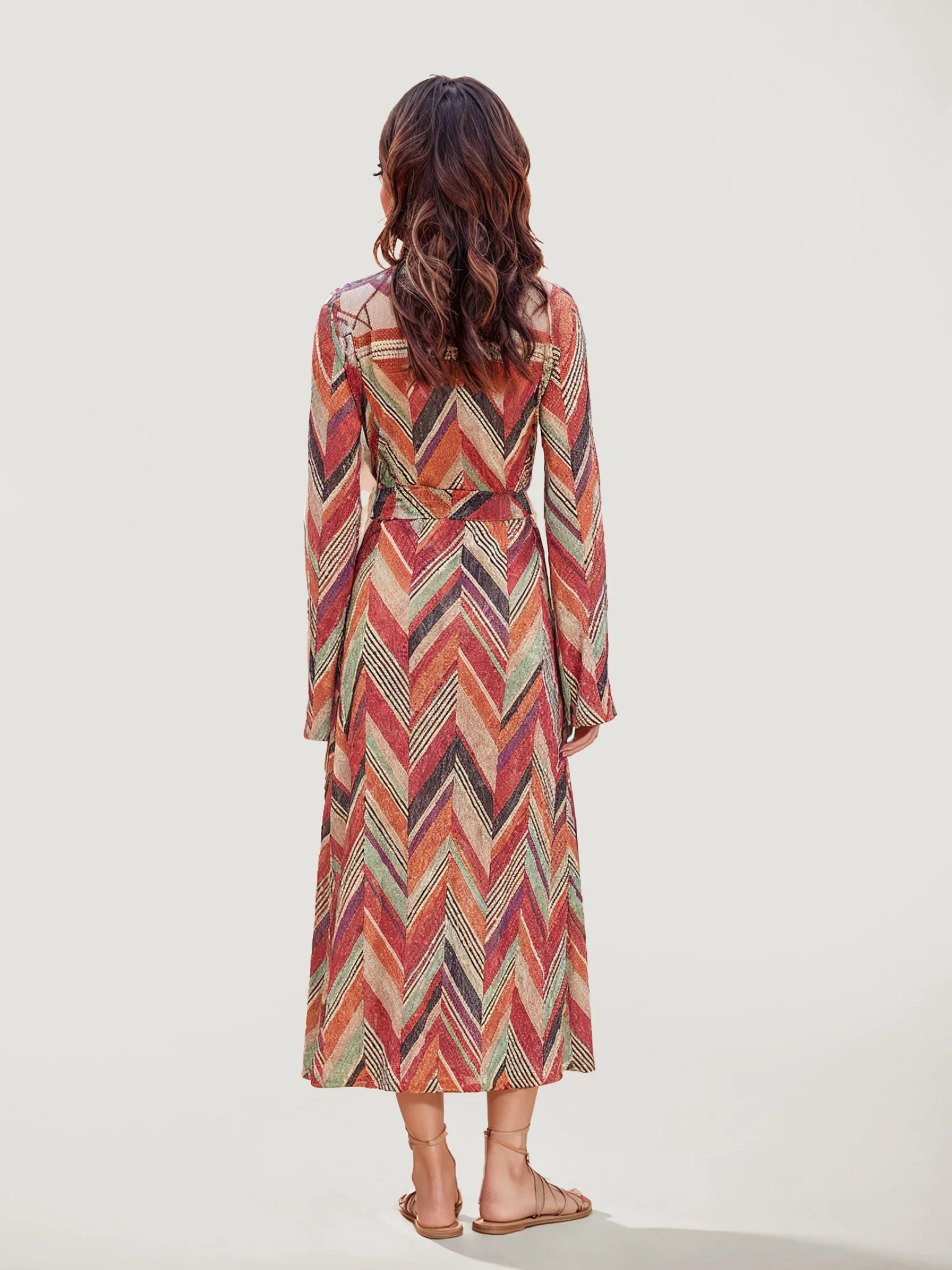 Chevron Print Wide-Leg Pants - XPRESSC