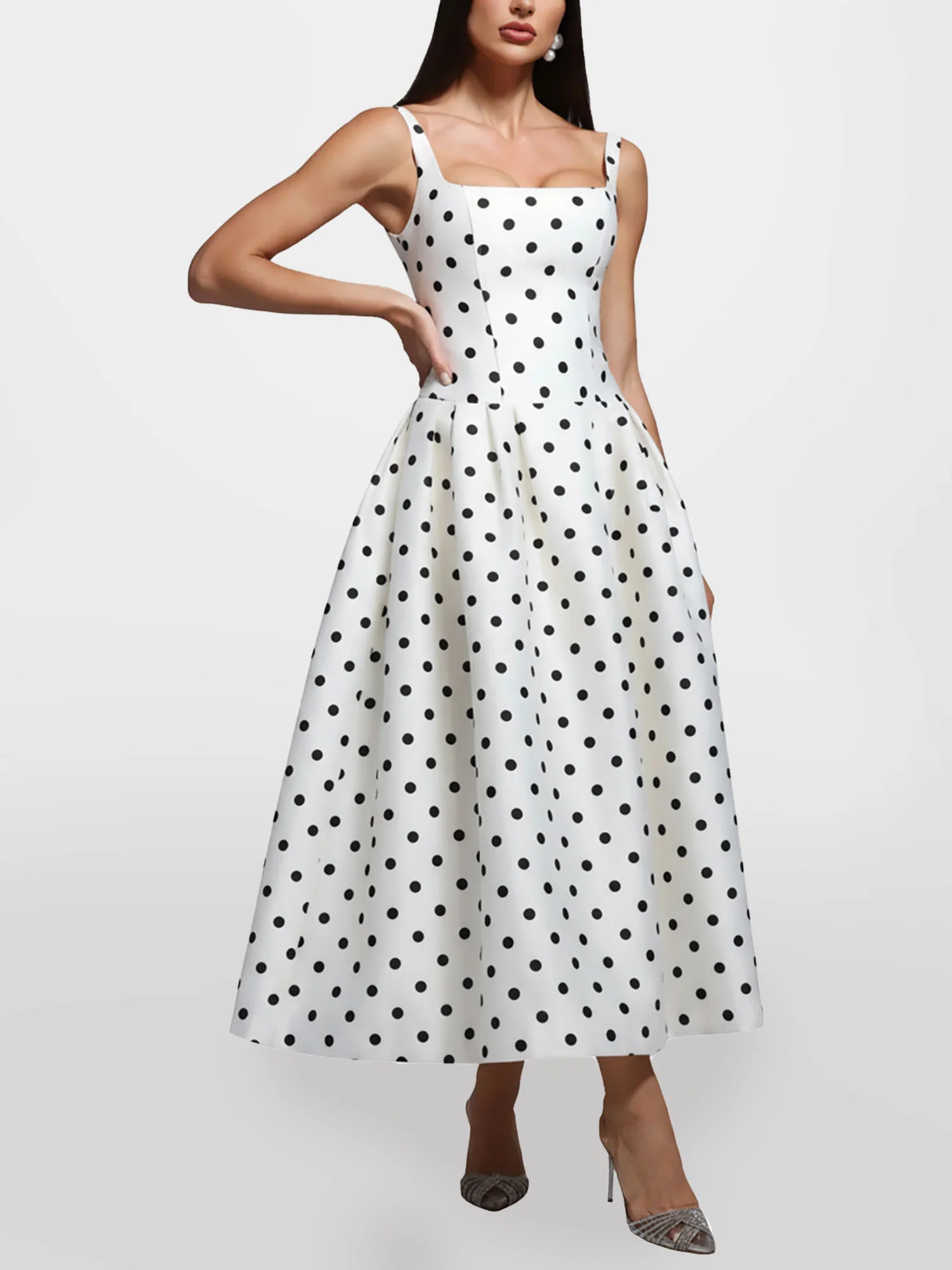 Polka Dot Maxi Dress Evening Flair - XPRESSC