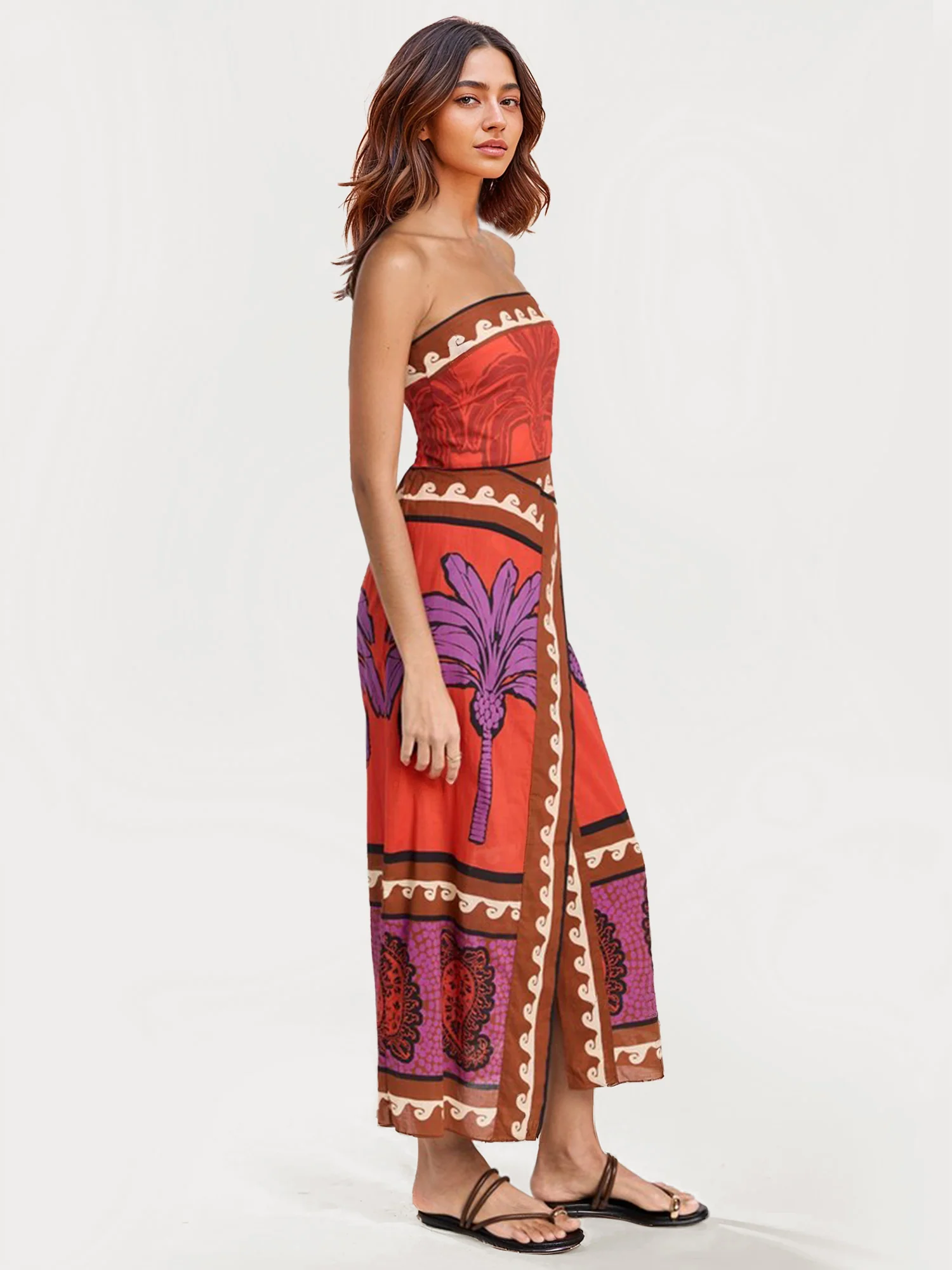 Strapless Bohemian Midi Dress - XPRESSC