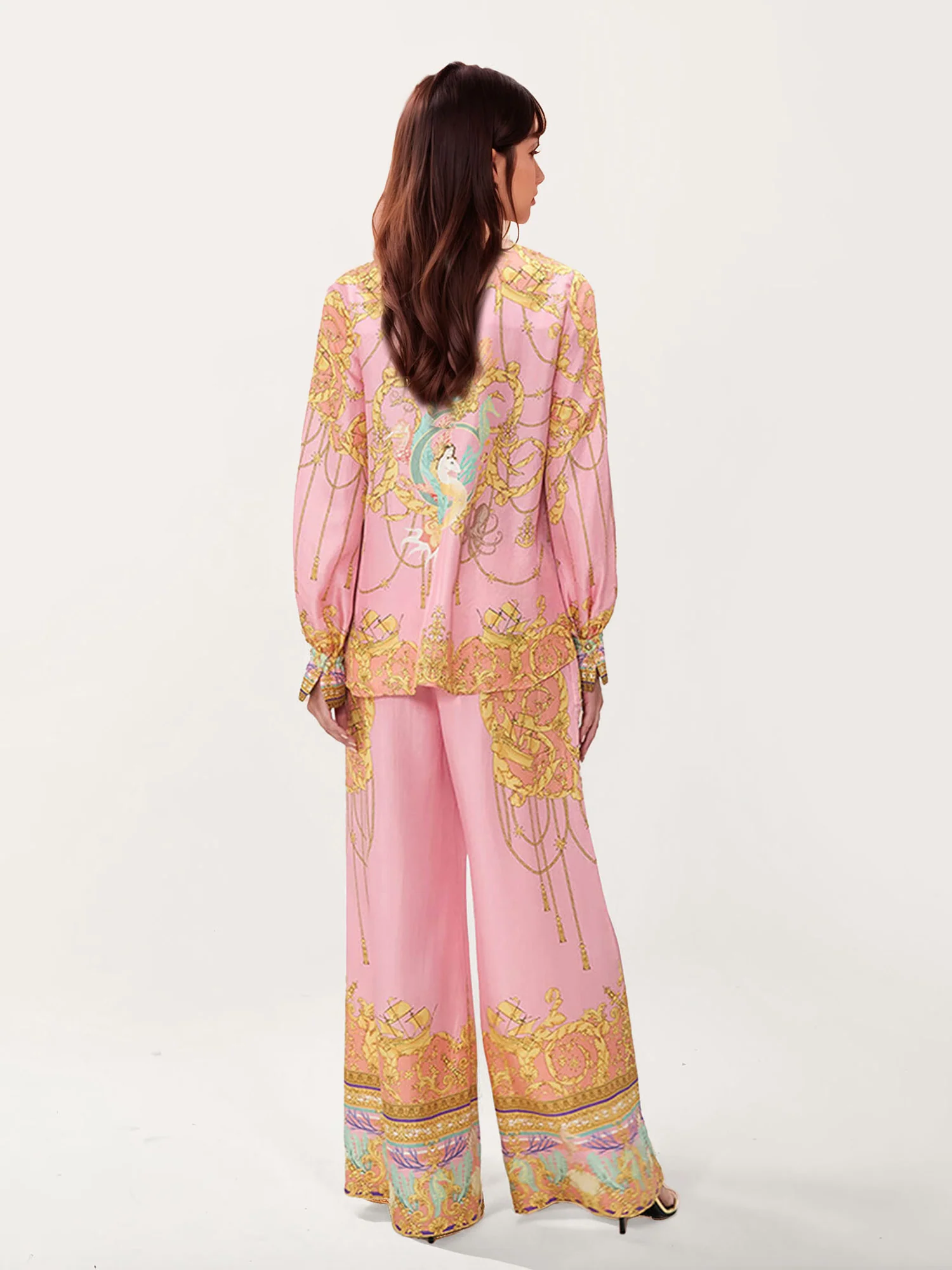 Puff-Sleeve Blouse with Fish Print - XPRESSC