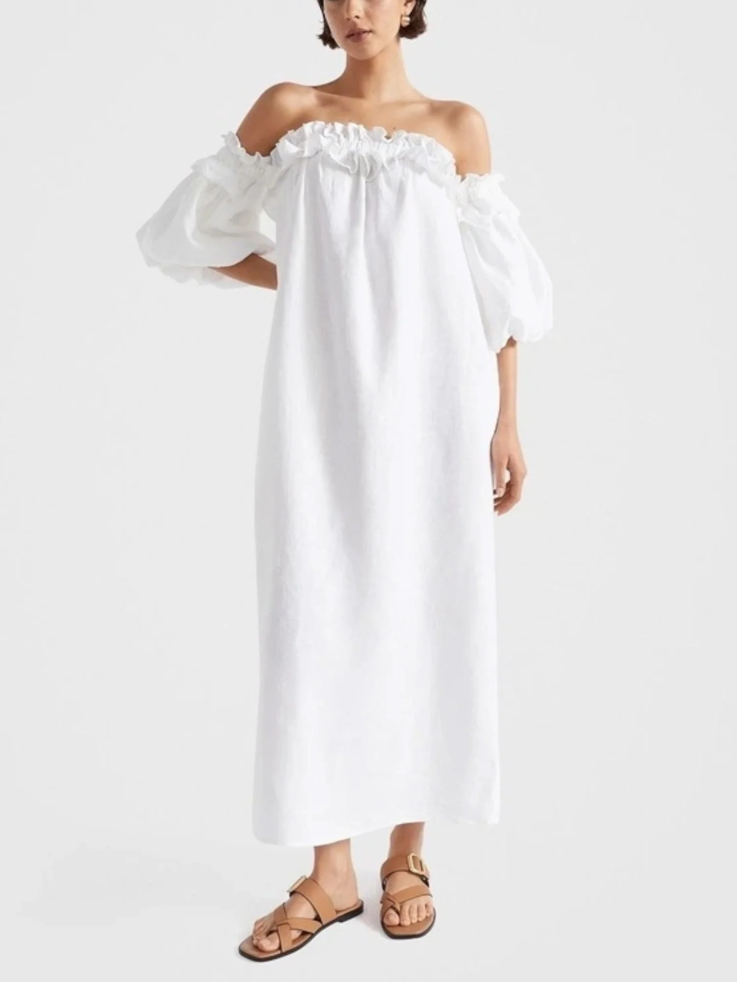 Off-Shoulder Ruffled Boho Maxi Dress - XPRESSC
