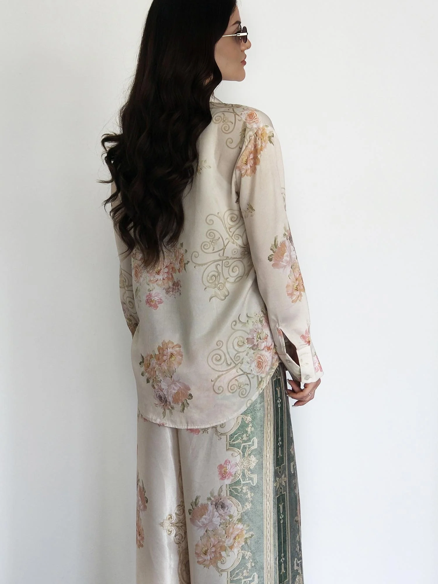 Baroque Floral Satin Shirt - XPRESSC