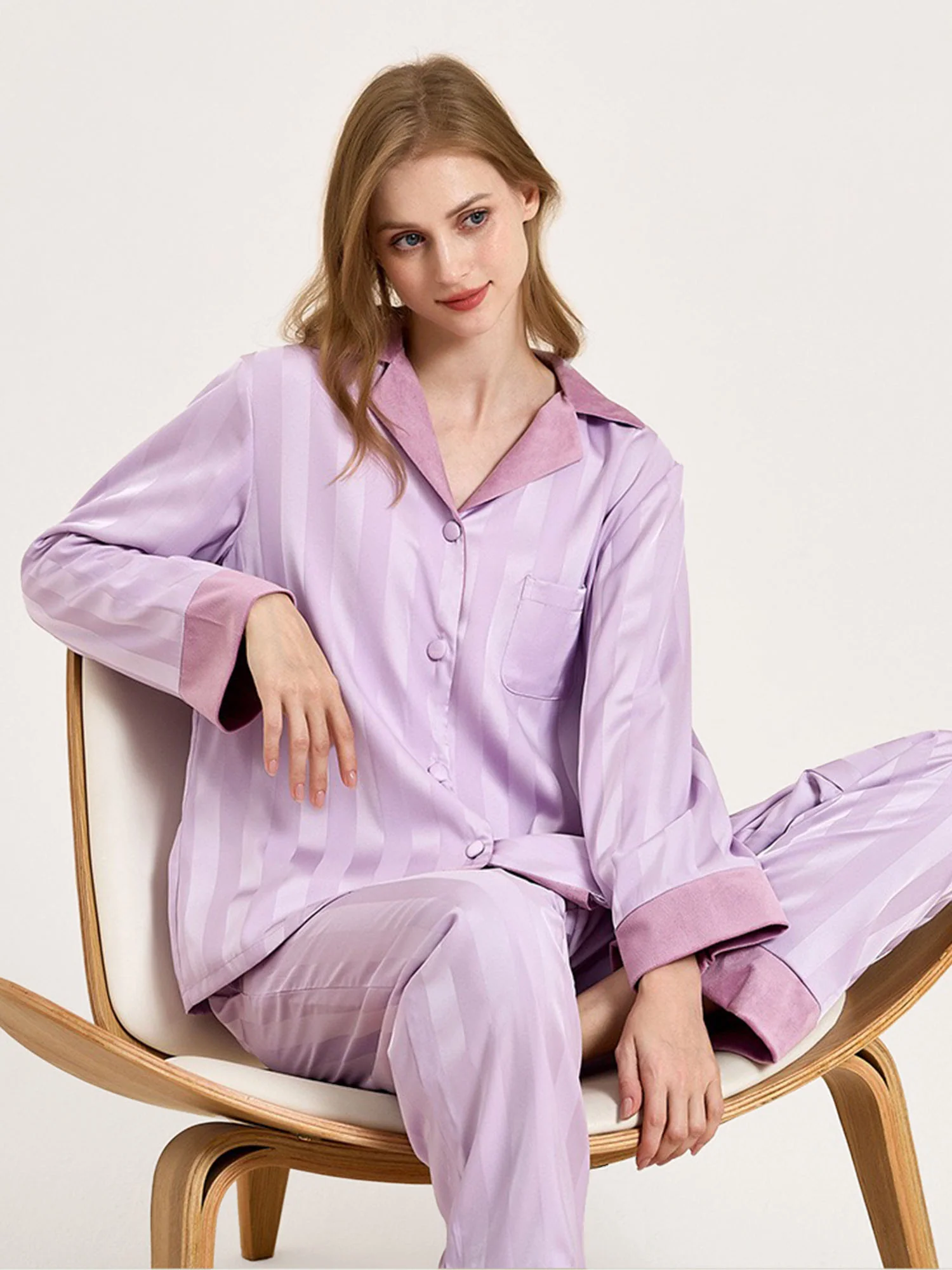 Satin Lavender Pajama Set - XPRESSC