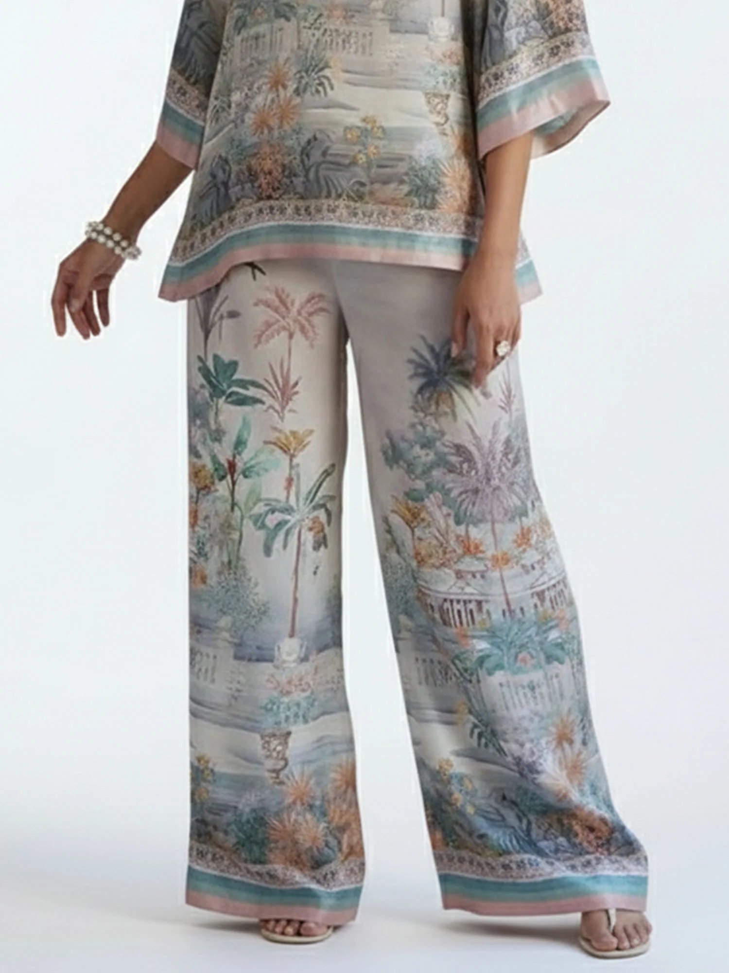 Pastel Oasis Wide-Leg Pants - XPRESSC