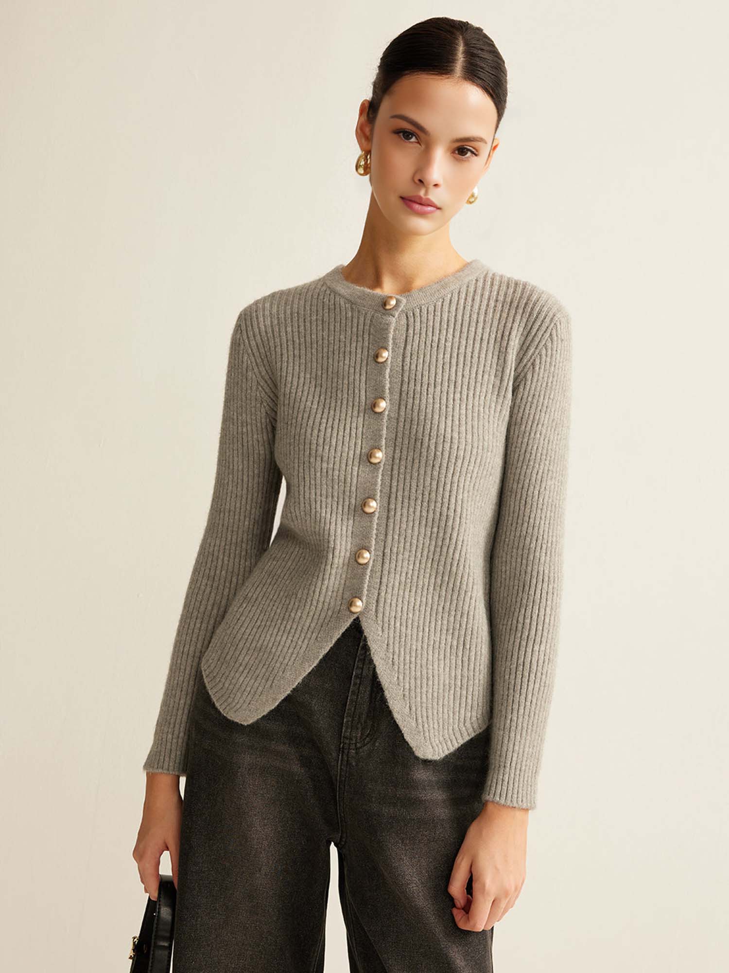 Ribbed Button Cardigan - XPRESSC