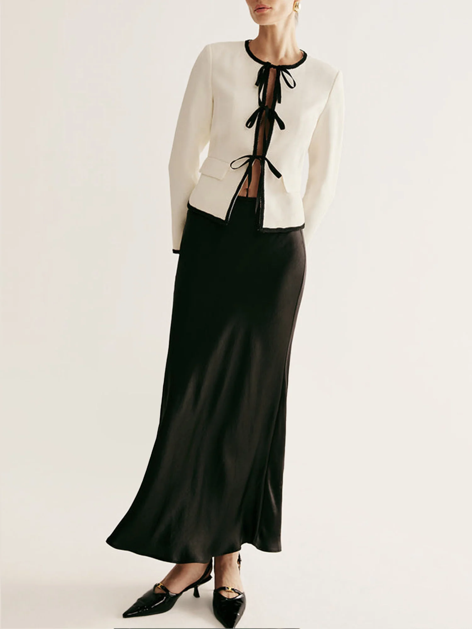 Ivory Bow-Tie Blazer - XPRESSC