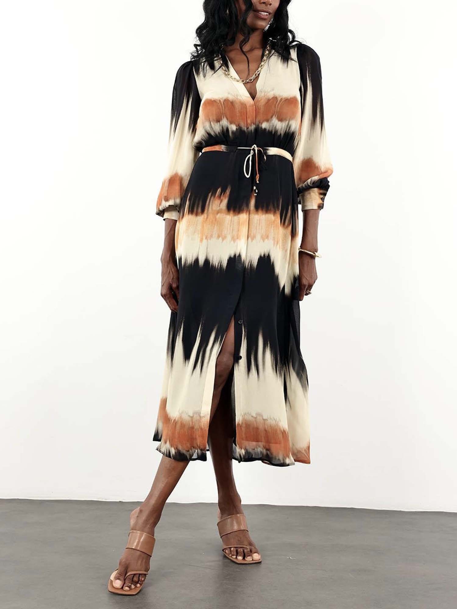 Ombre Wrap Belted Midi Dress - XPRESSC