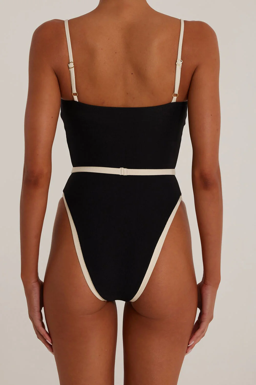 Black and White Contrast One-Piece Swimsuit - XPRESSC