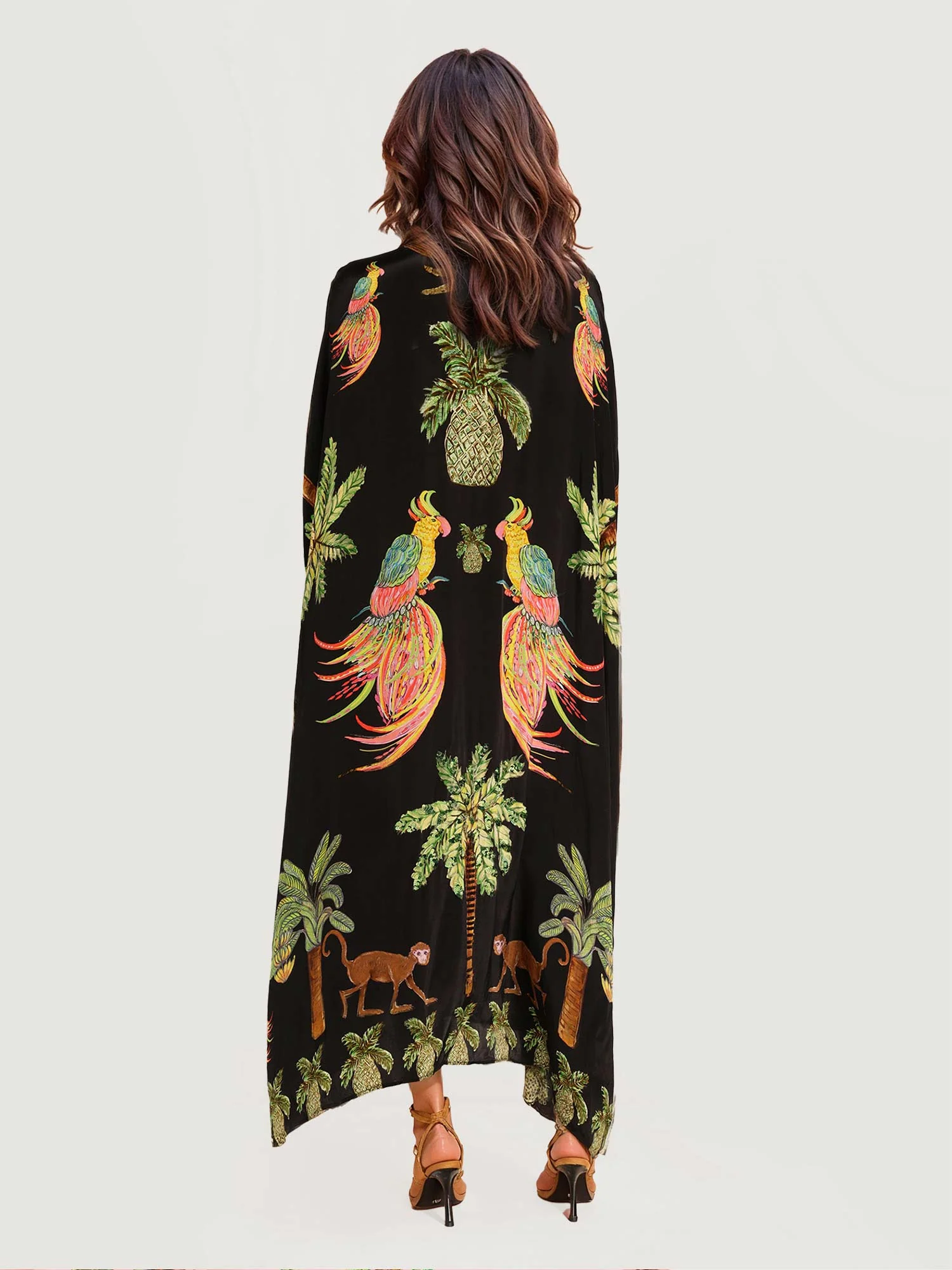 Black/Pink Parrot Print Maxi Dress - XPRESSC
