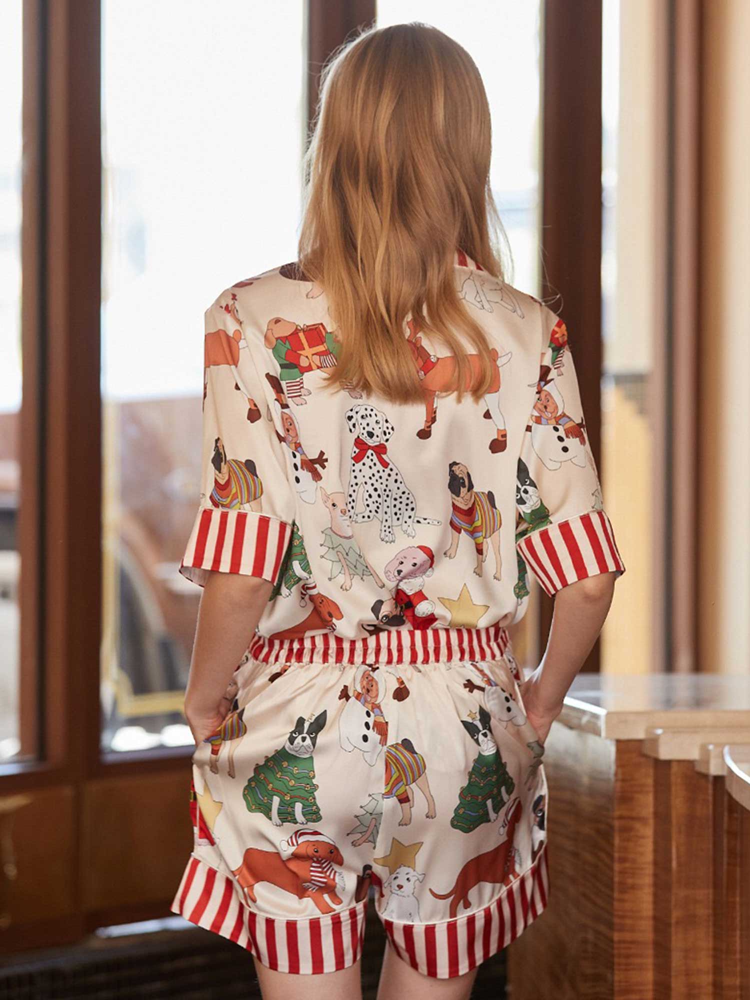 Cartoon Dog Print Short Pajama Set - XPRESSC