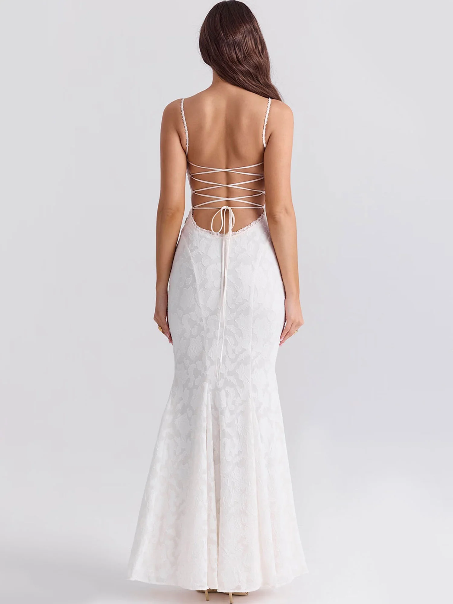 Elegant Lace Fit-and-Flare Maxi Dress - XPRESSC