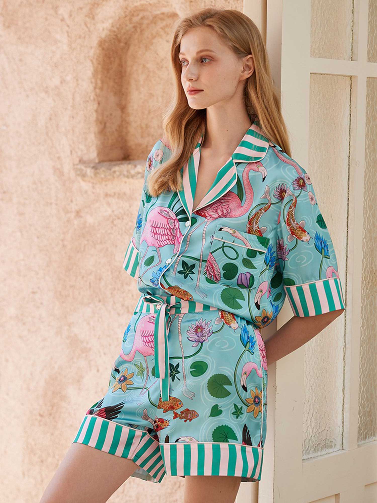 Flamingo Print Short Pajama Set - XPRESSC
