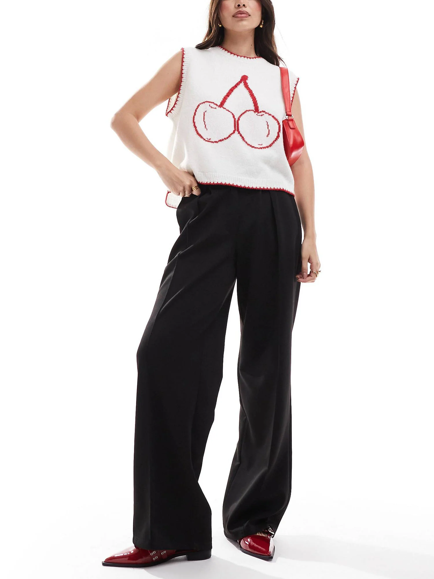 Cherry Pattern Knit Vest - XPRESSC