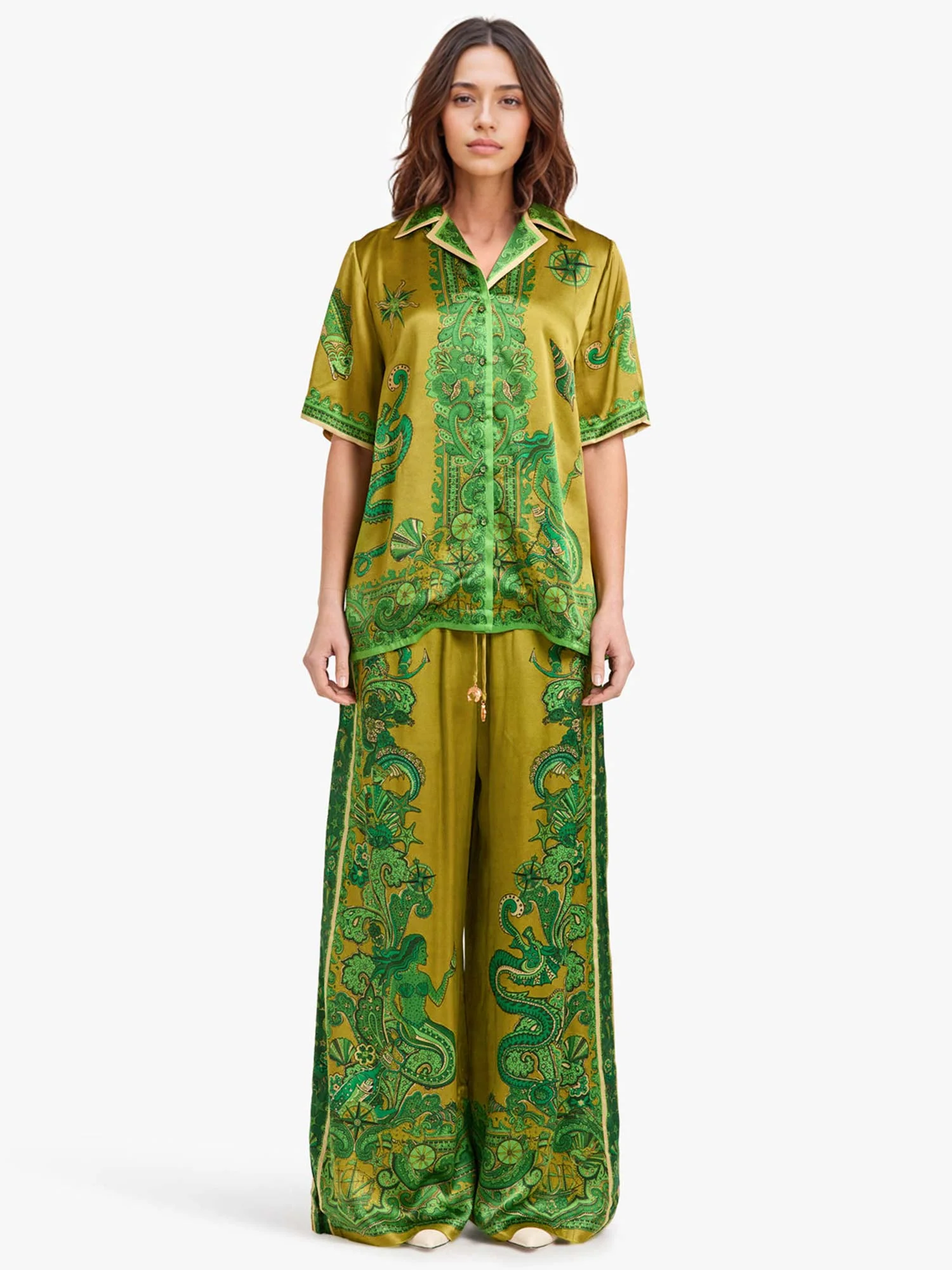 Floral Print Satin Loose-Fit Pants - XPRESSC