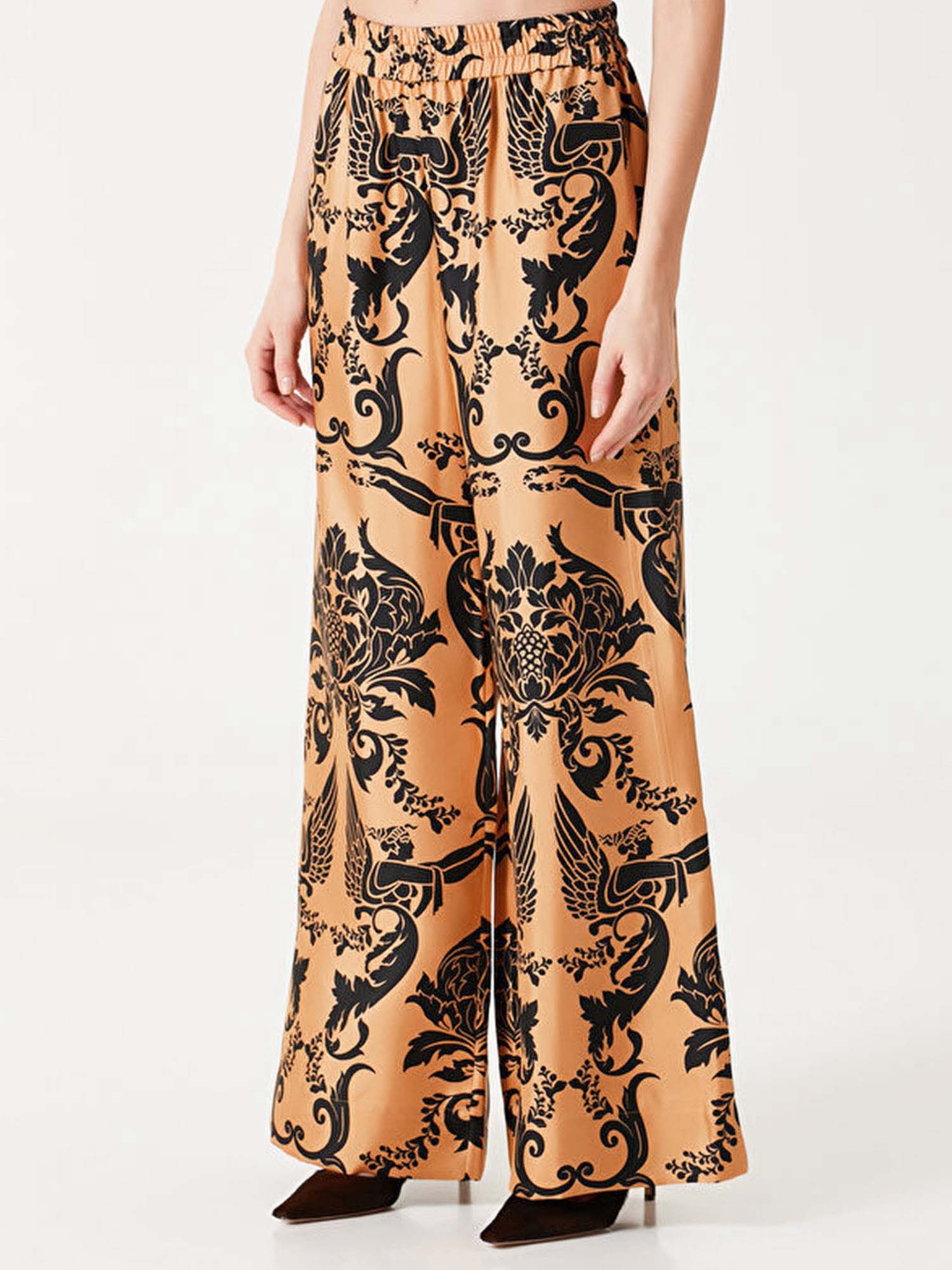 Bohemian Satin  Pants with Feather Accents - XPRESSC