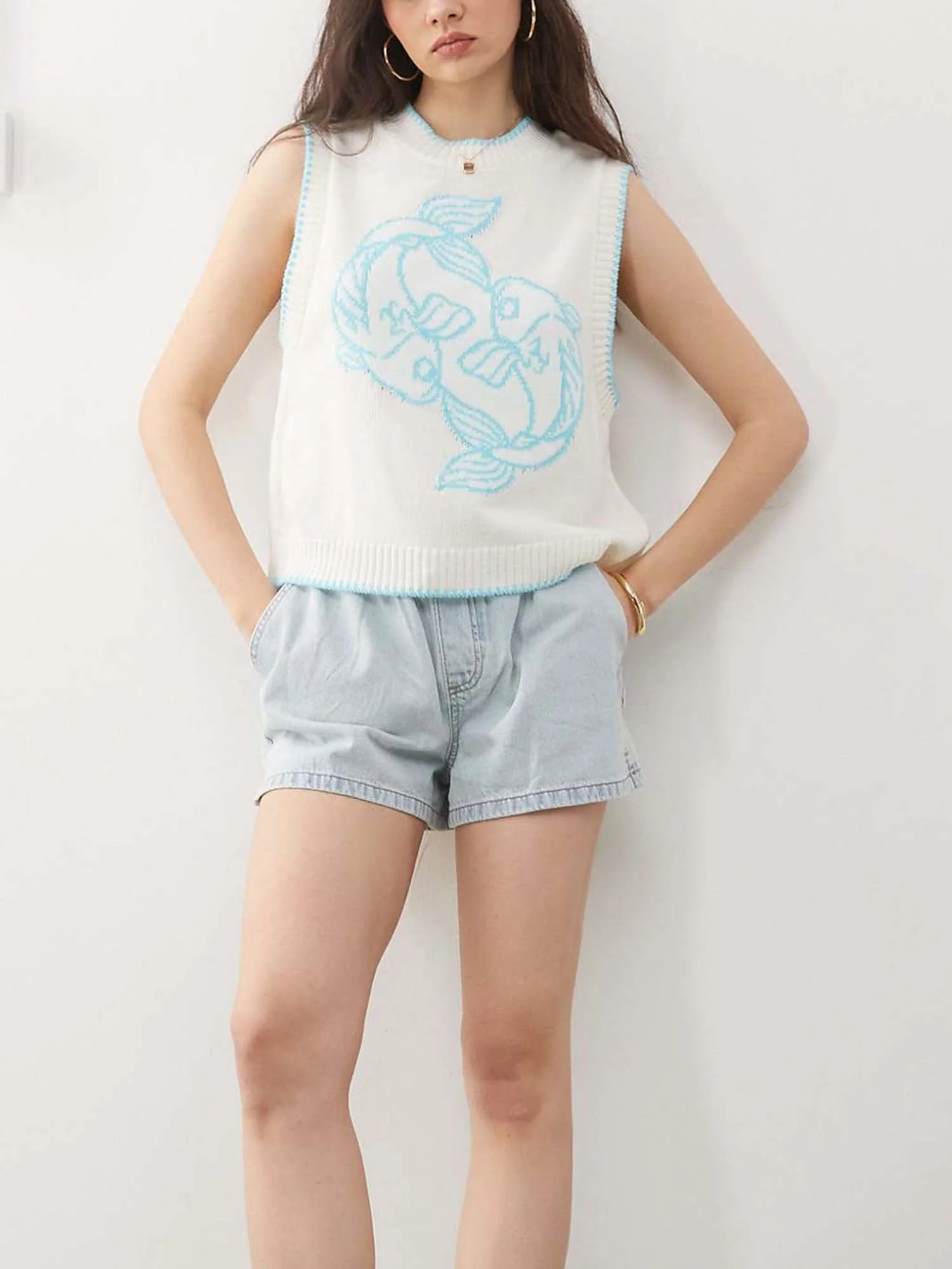 Pisces Pattern Knit Vest - XPRESSC