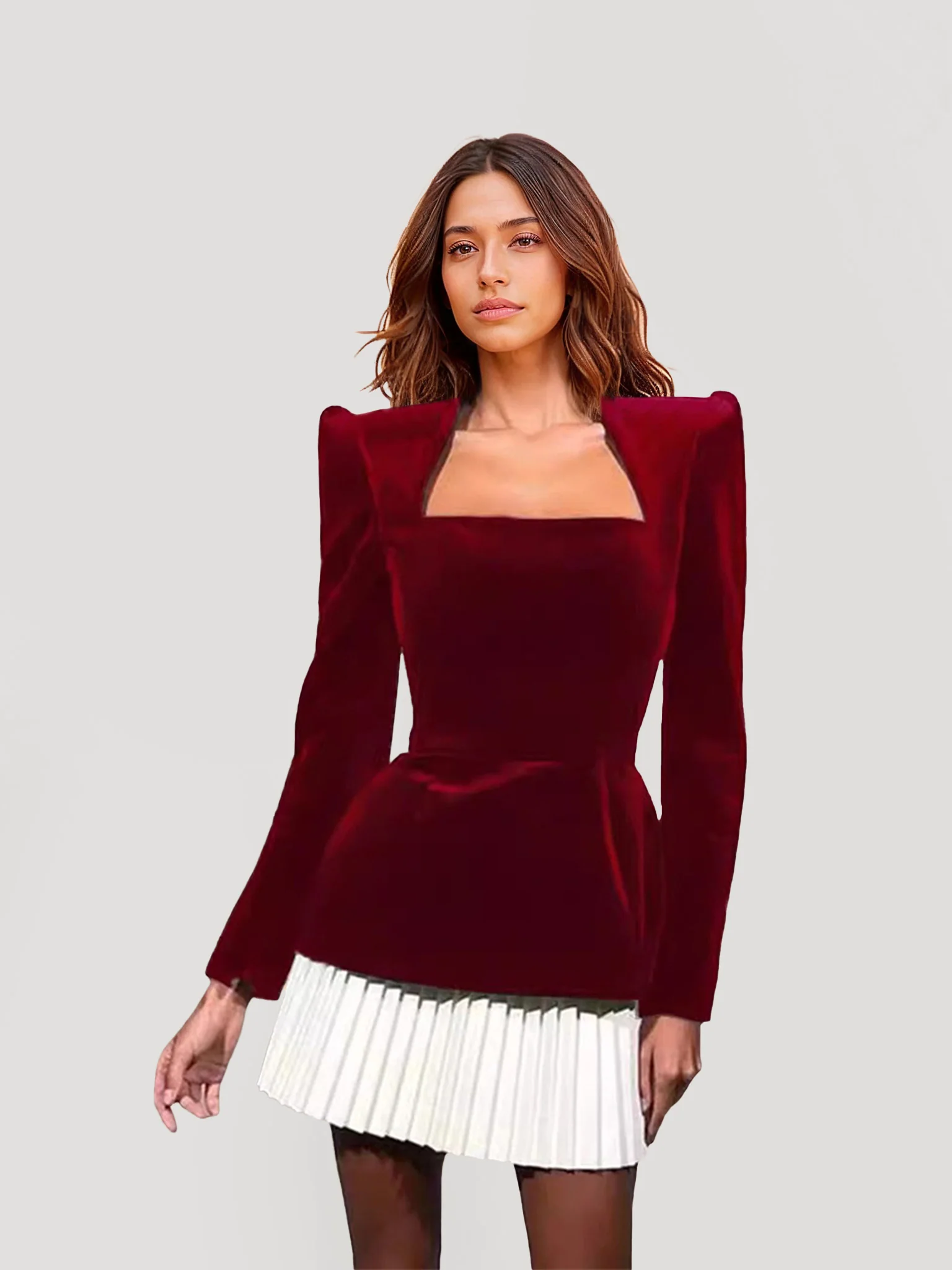 Pleated Velvet Mini Dress - XPRESSC