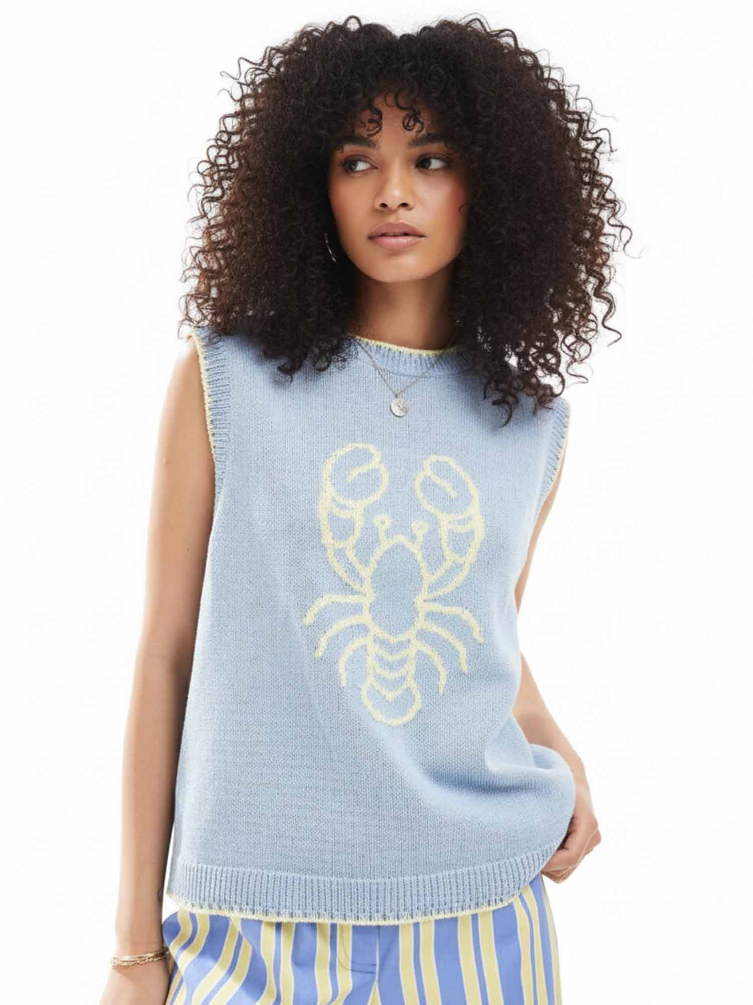 Lobster Pattern Knit Vest - XPRESSC