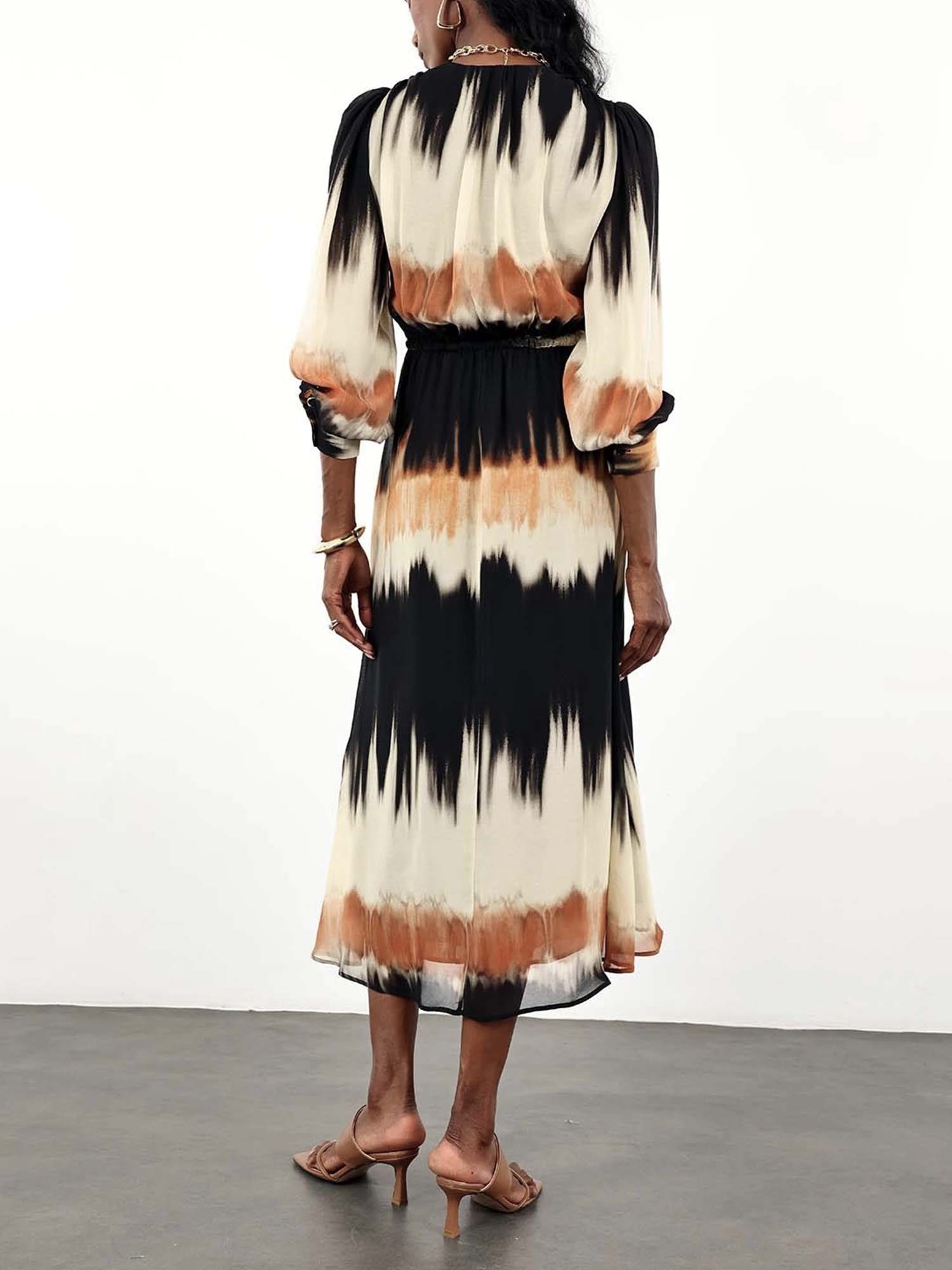 Ombre Wrap Belted Midi Dress - XPRESSC