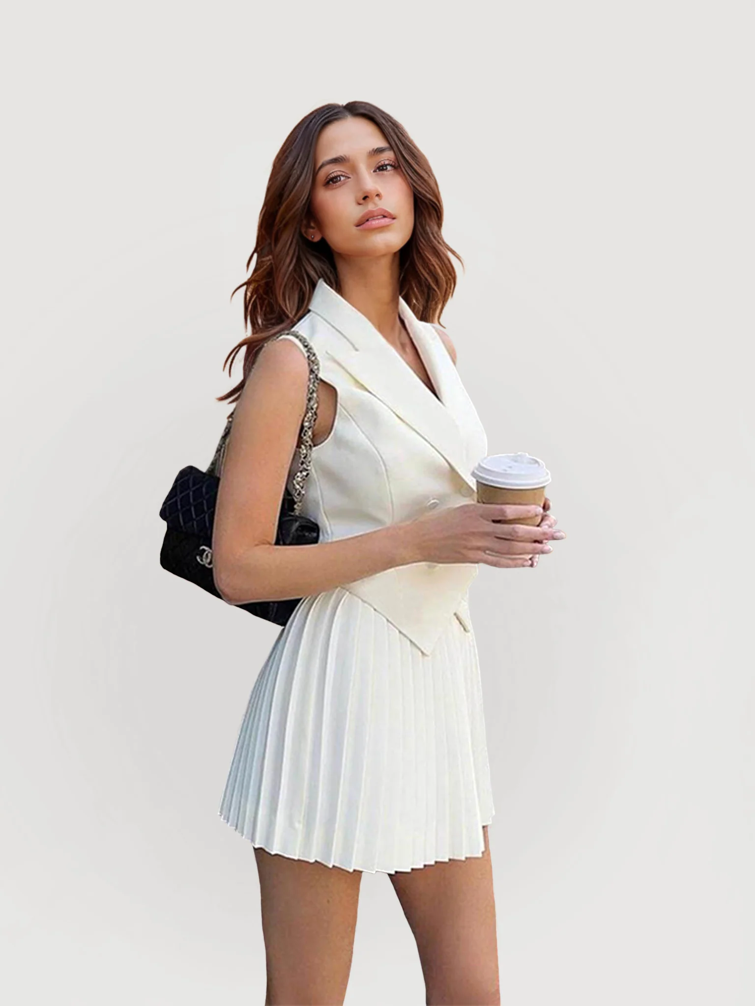 Pinstripe Blazer and Skirt Set - XPRESSC