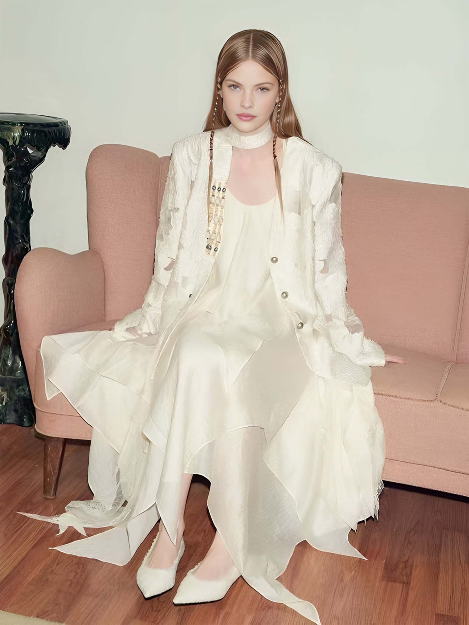 Distressed White Blazer - XPRESSC