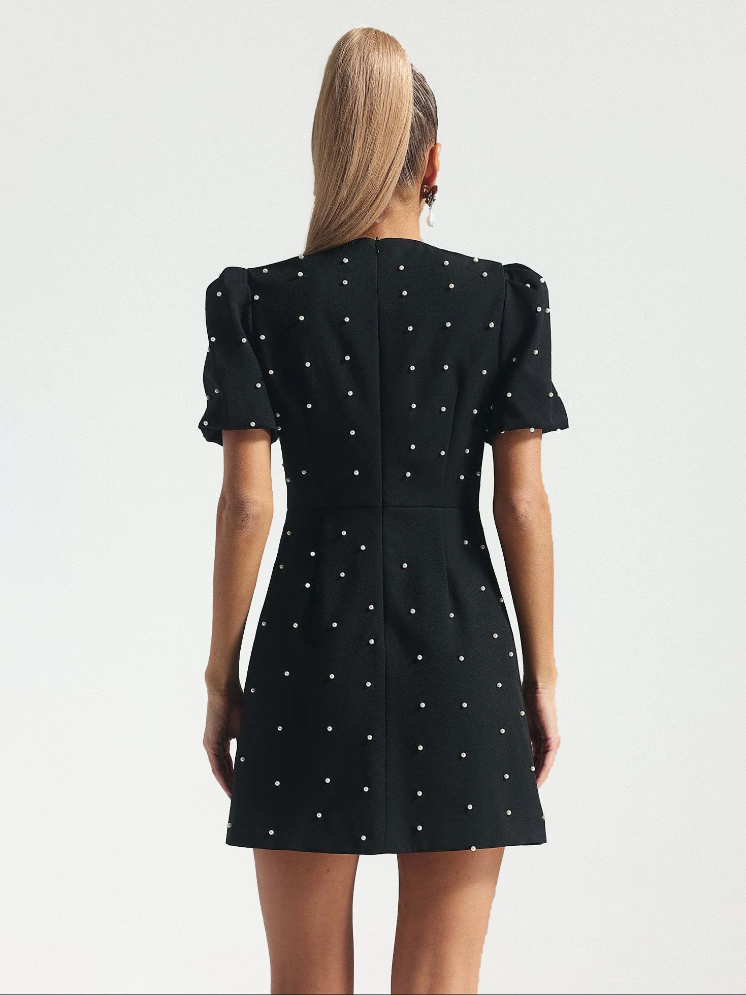 Bow Accent Embellished Mini Dress - XPRESSC