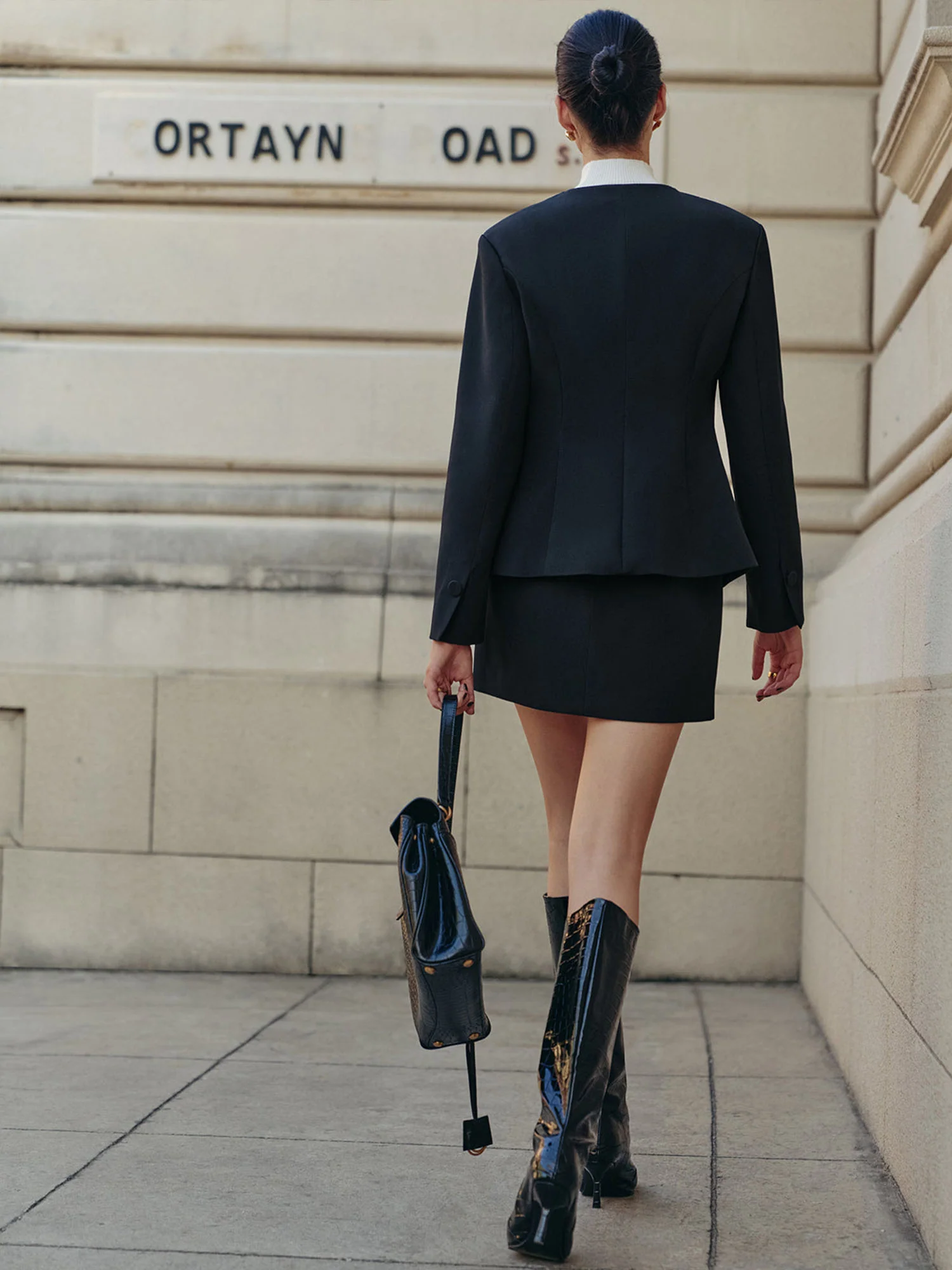 Black Buttoned Blazer Set - XPRESSC