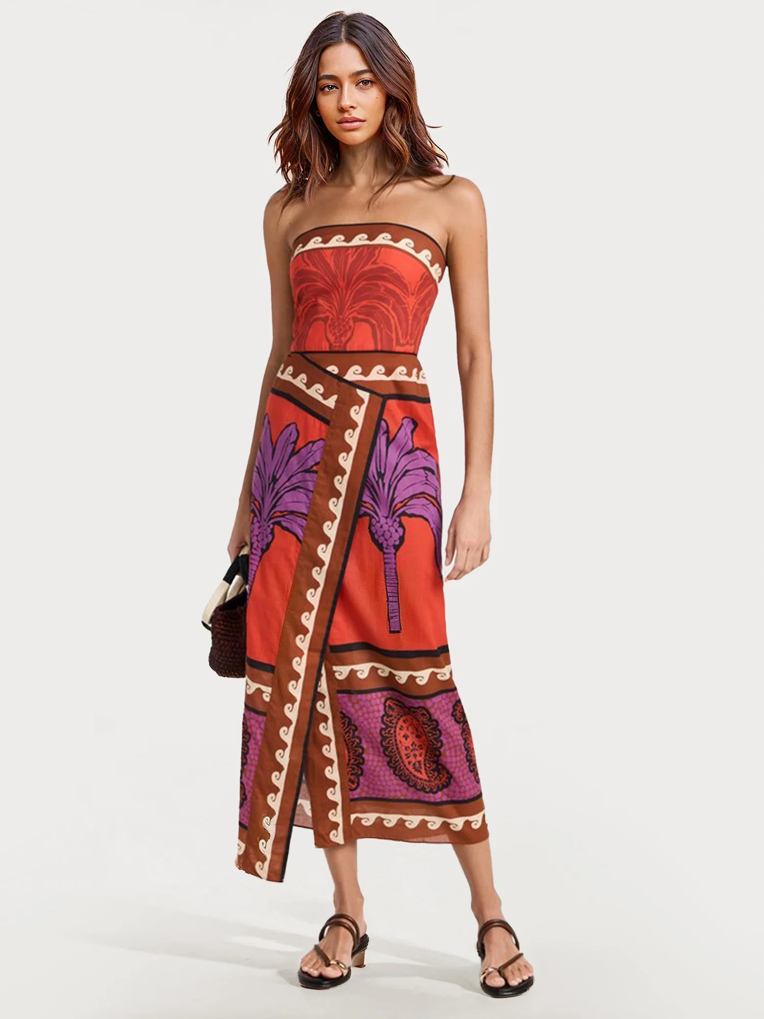 Strapless Bohemian Midi Dress - XPRESSC