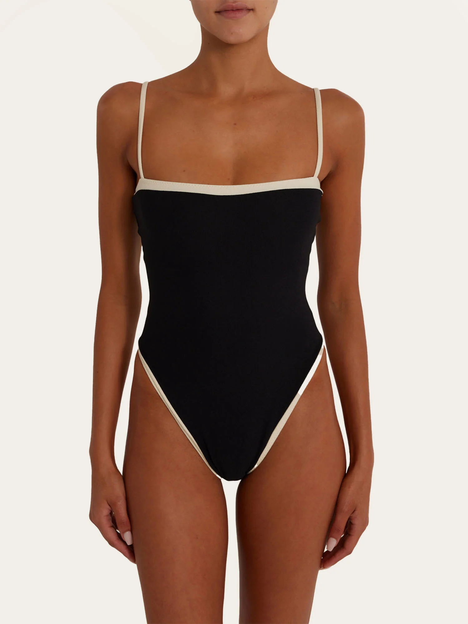 Vintage-Inspired Black & White One-Piece Swimsuit - XPRESSC