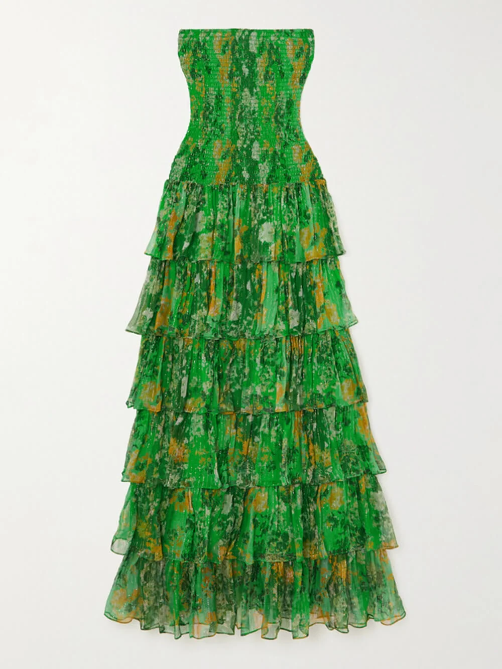 Tiered Green Floral Maxi Dress - XPRESSC