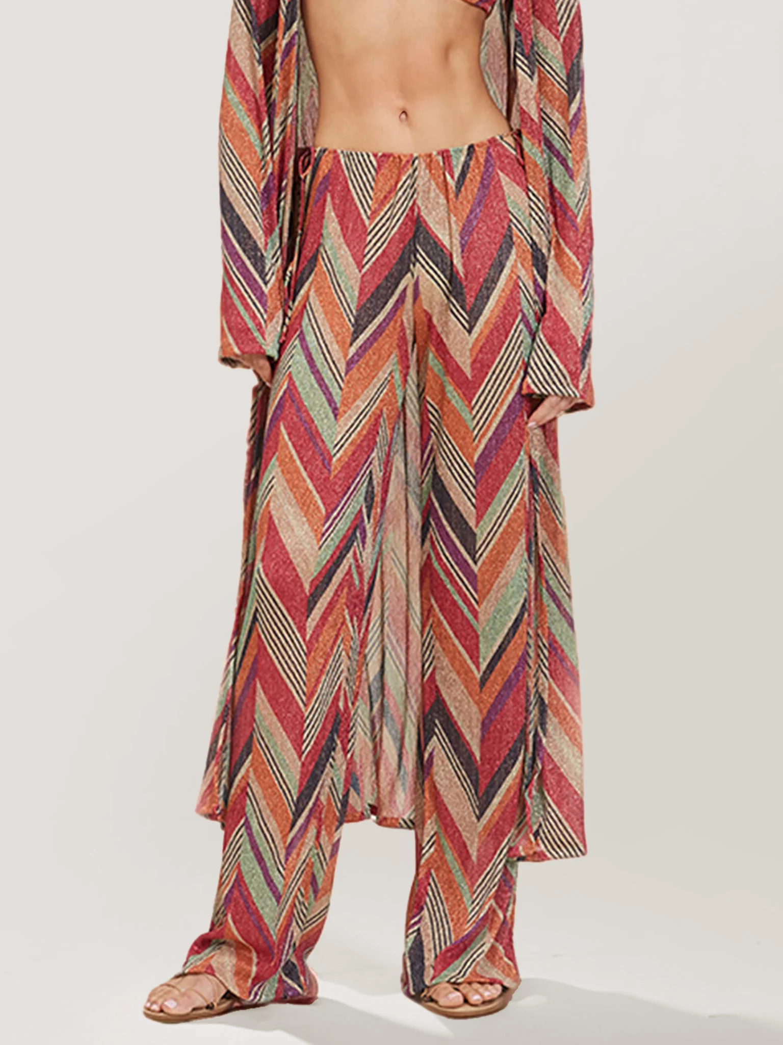 Chevron Print Wide-Leg Pants - XPRESSC