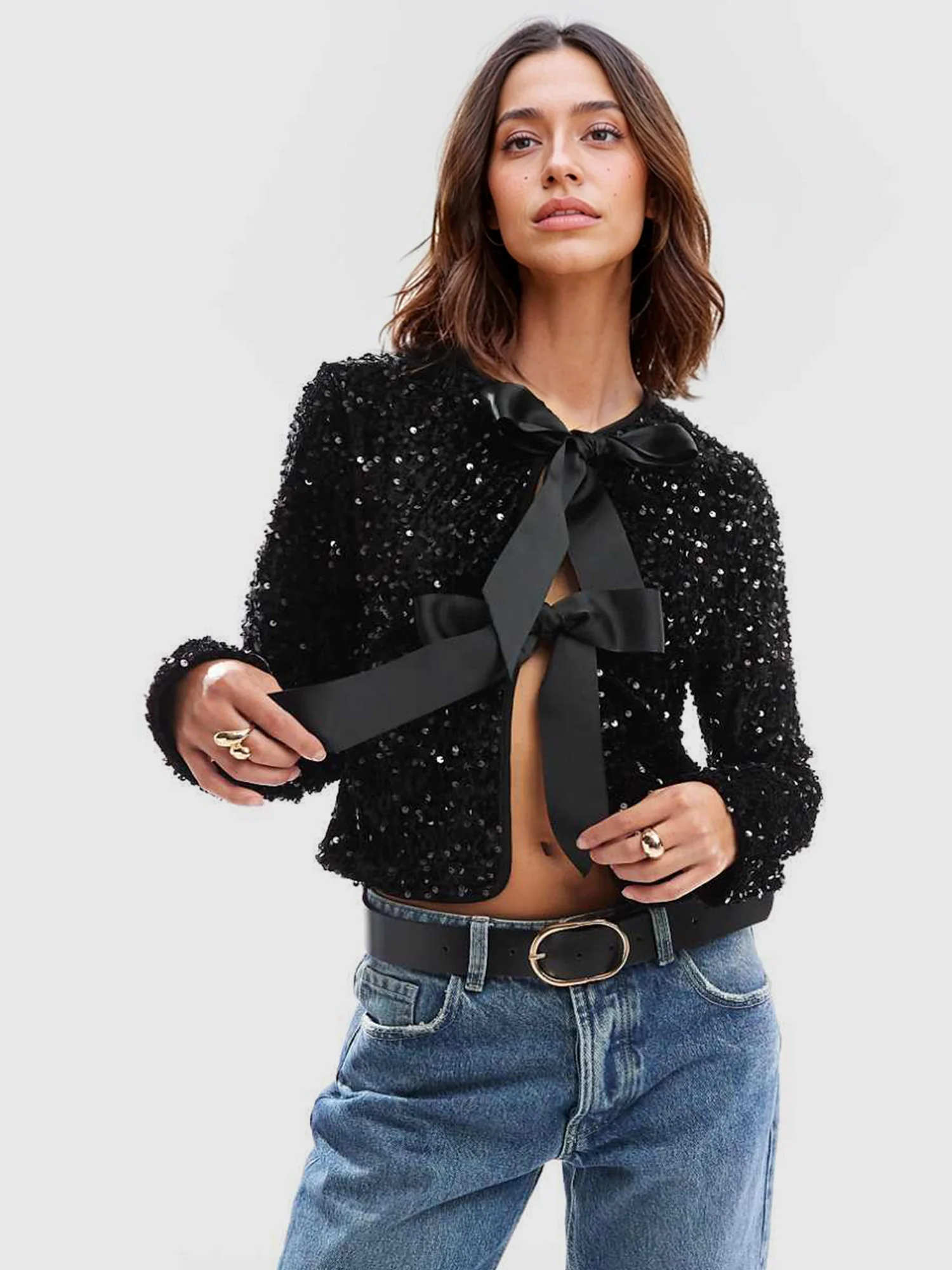 Sequin Bow Detail Top - XPRESSC