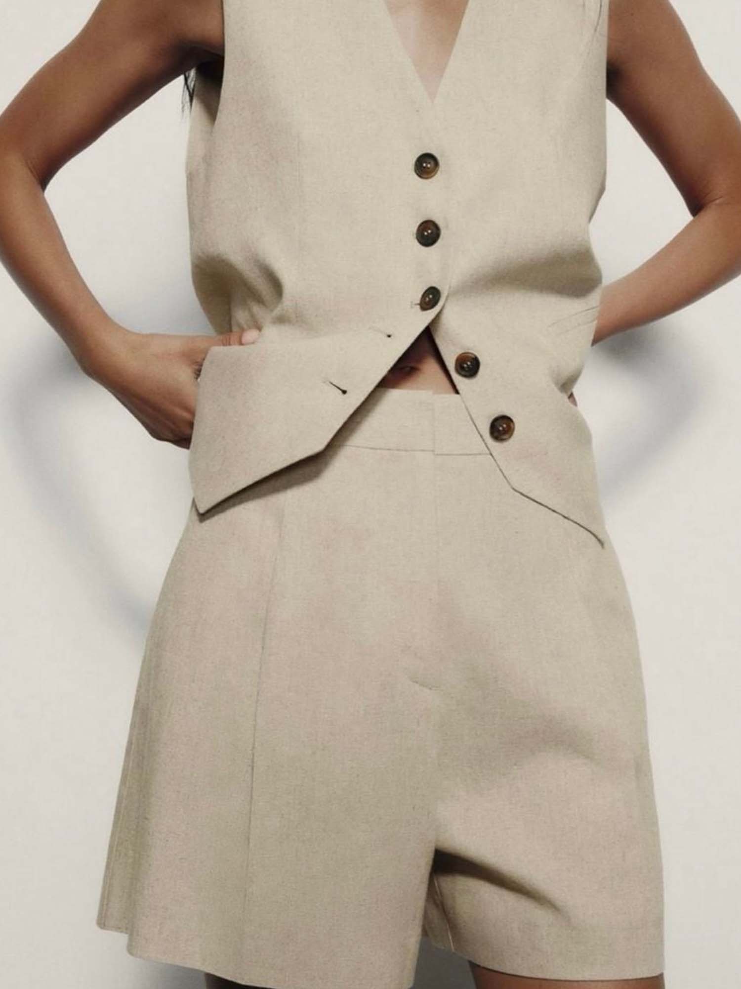 Sleeveless Vest Shorts Set Polished Office Pair - XPRESSC