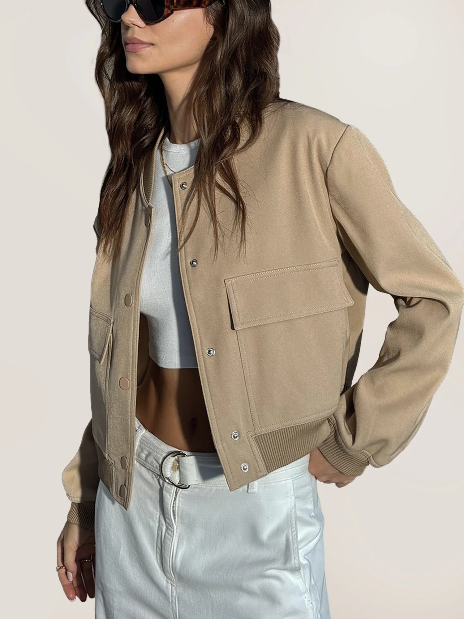Bomber-Style Cropped Jacket - XPRESSC