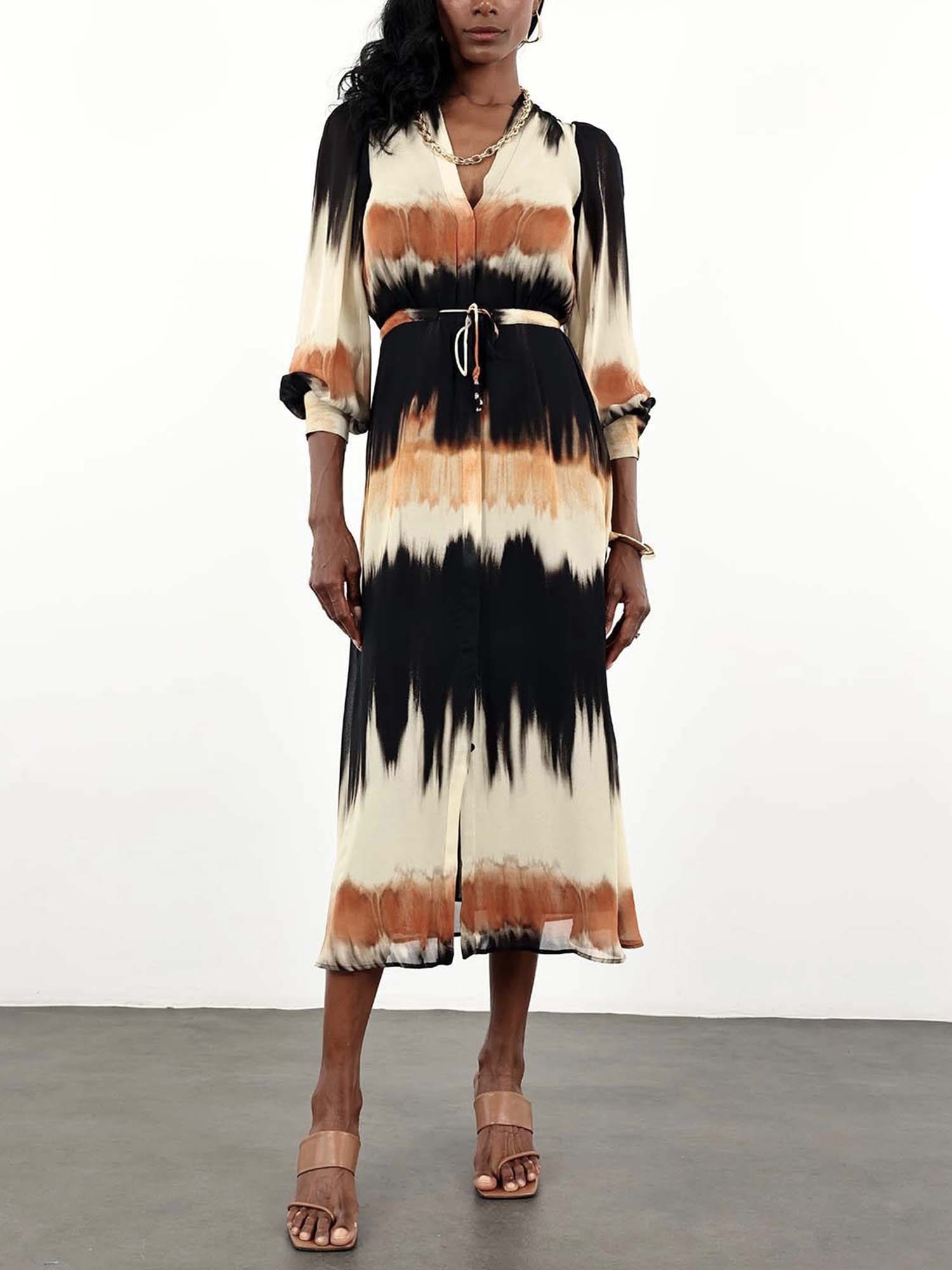 Ombre Wrap Belted Midi Dress - XPRESSC