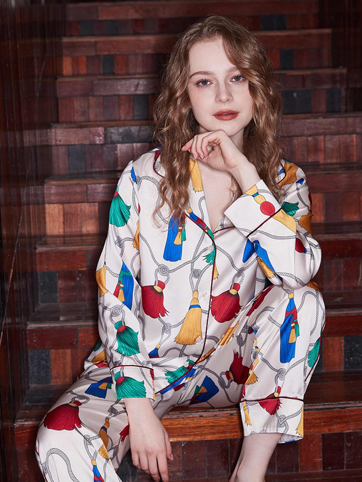 Multicolor Tassel Pattern Pajama Set - XPRESSC