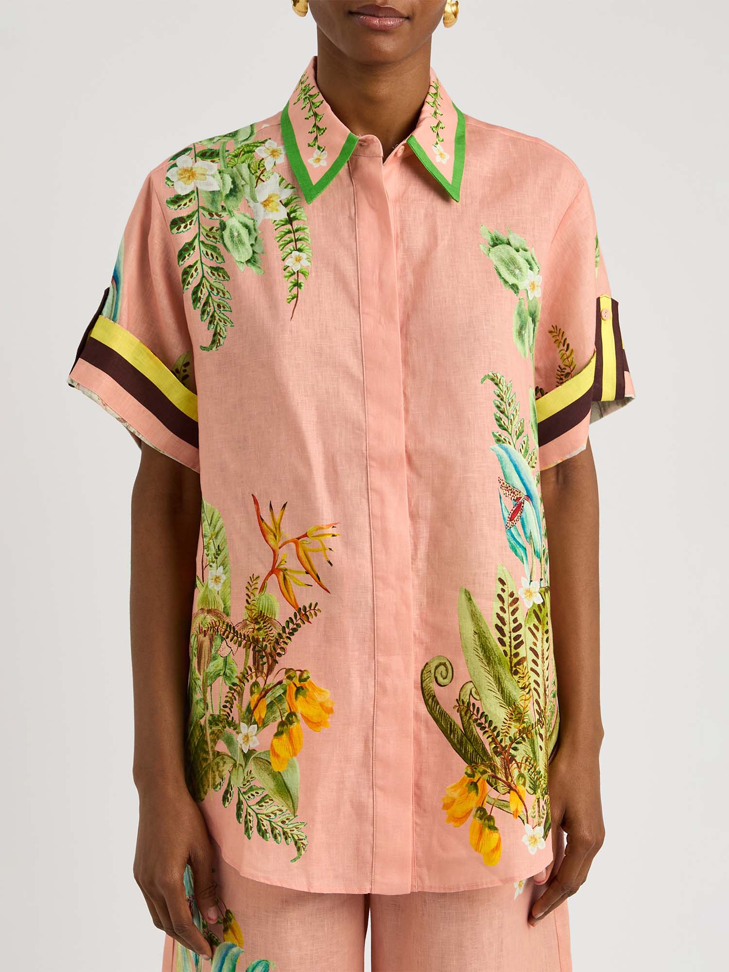 Papaya Garden Print Oversized Shirt - XPRESSC