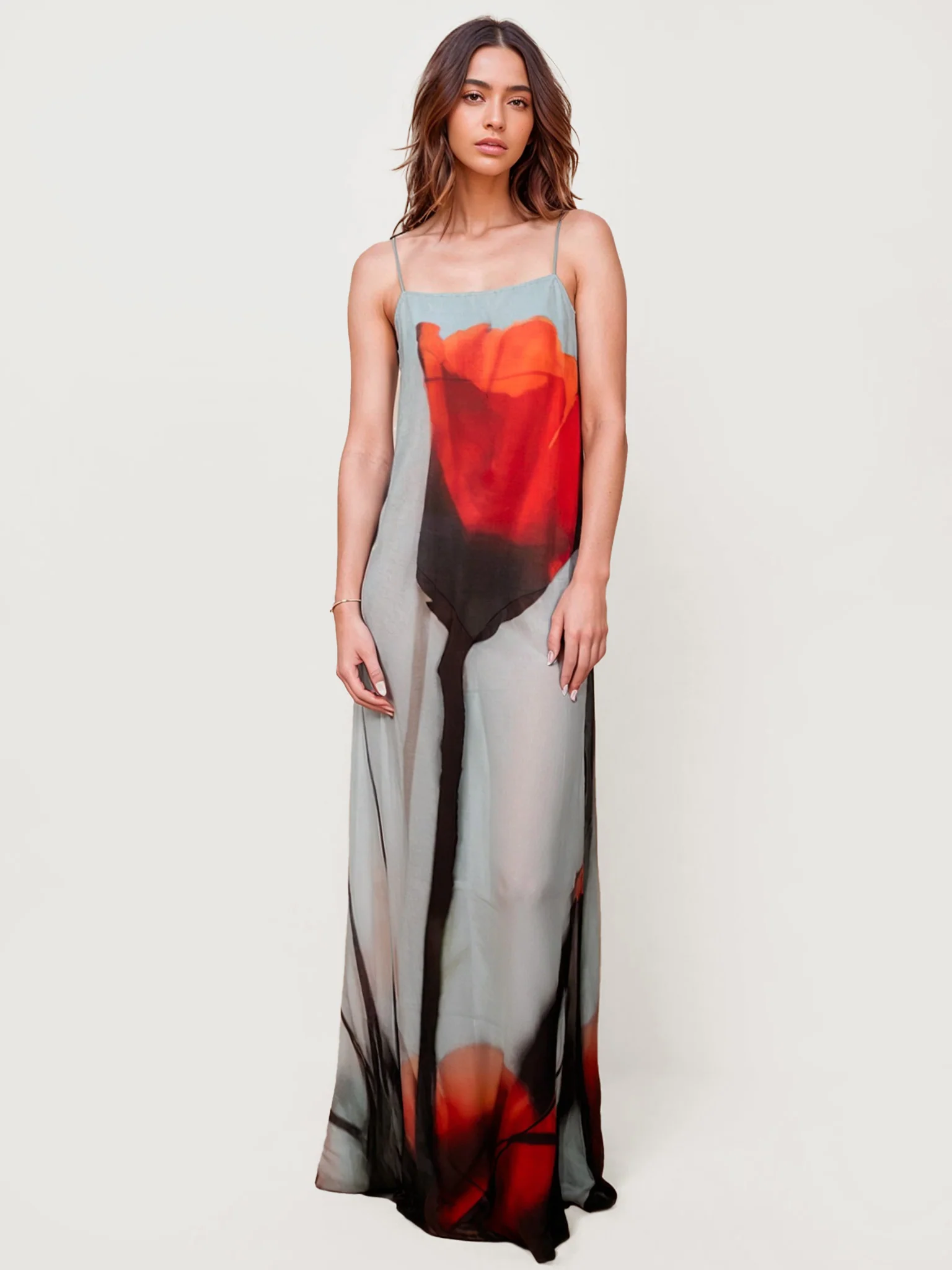 Floral Chiffon Maxi Dress - XPRESSC