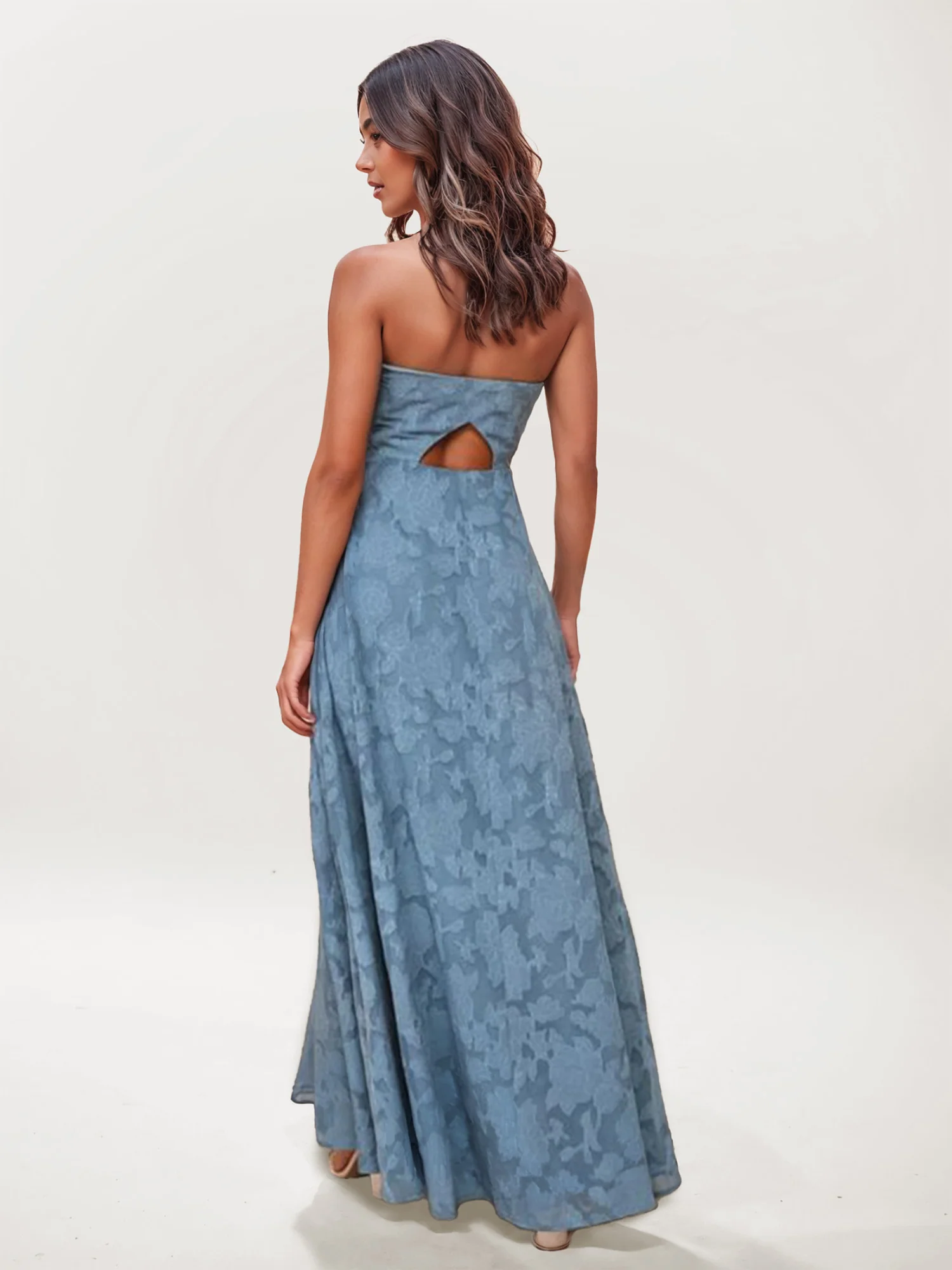 Strapless Floral Lace Maxi Dress - XPRESSC