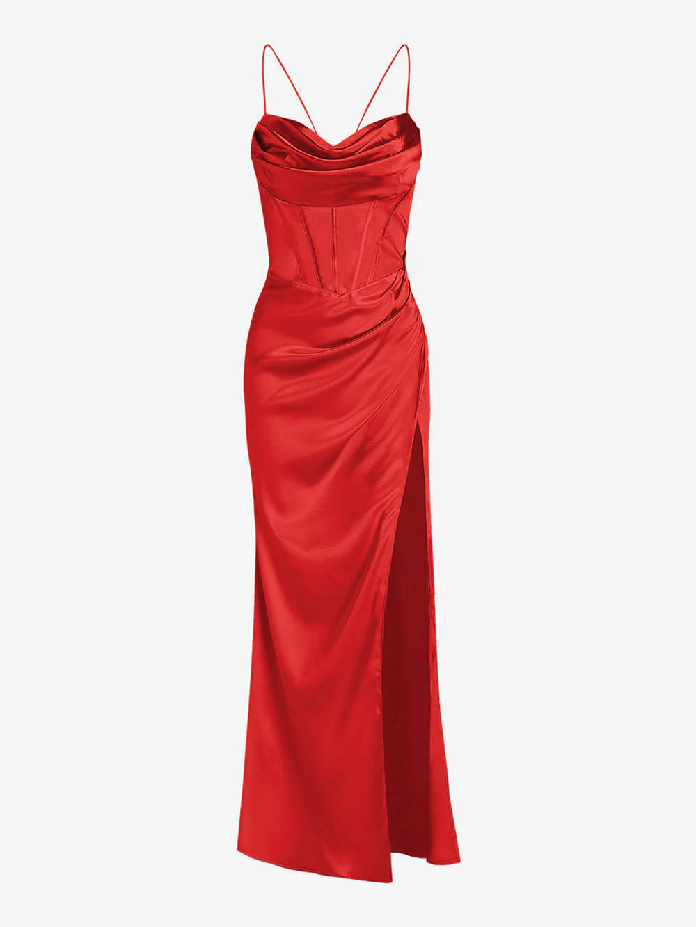 Satin Corset Maxi Dress with Slit - XPRESSC