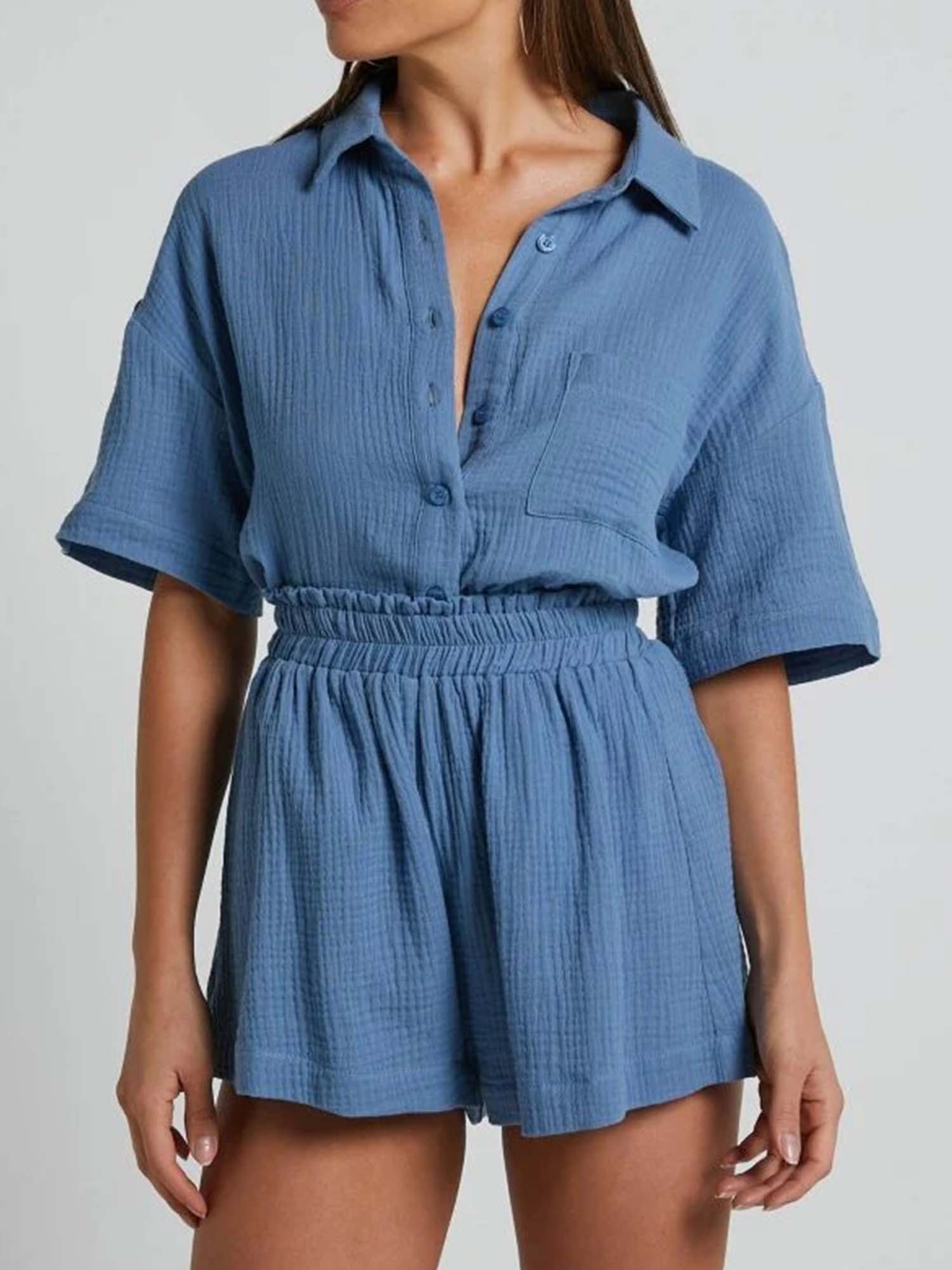 Short Sleeve Shirt Shorts Set Casual Euro Flow - XPRESSC