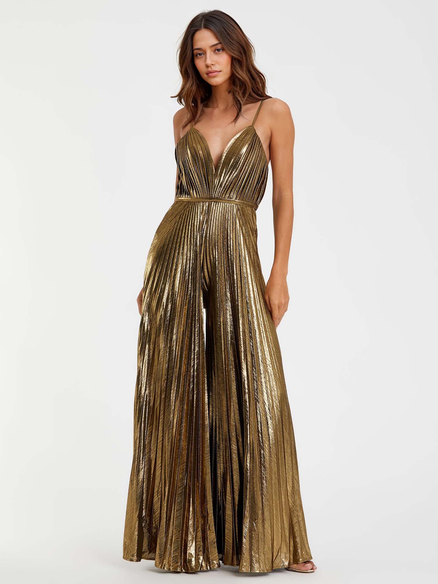 V-Neck Slip Party Wide Leg Jumpsuit - XPRESSC