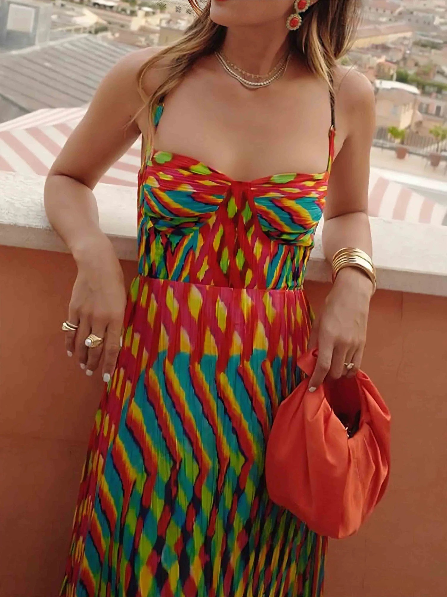 Boho Vibrant Striped Maxi Dress - XPRESSC